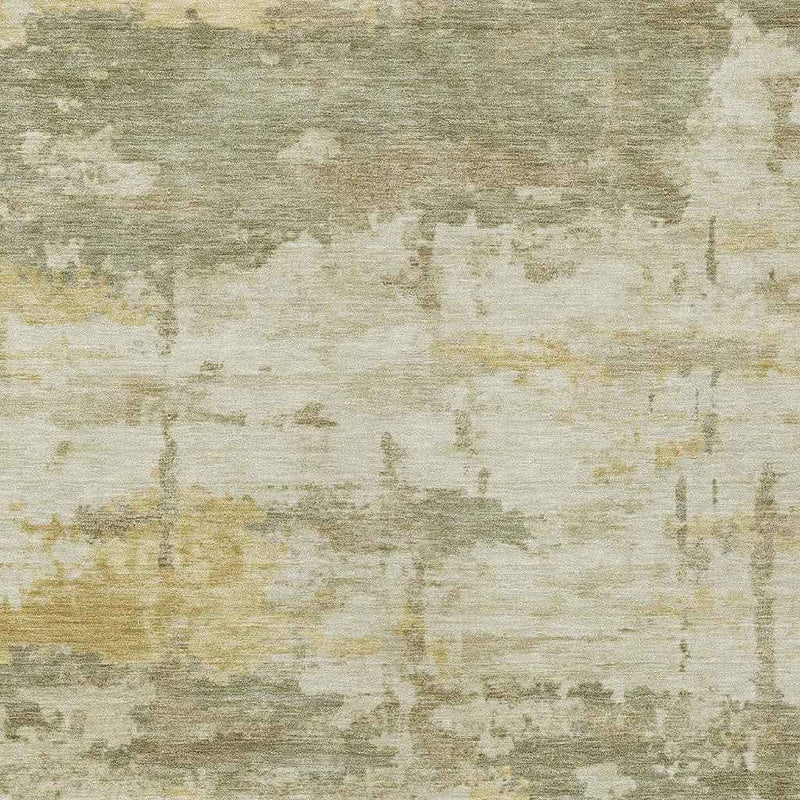 3' X 5' Sage Ivory And Gold Abstract Washable Indoor Outdoor Area Rug