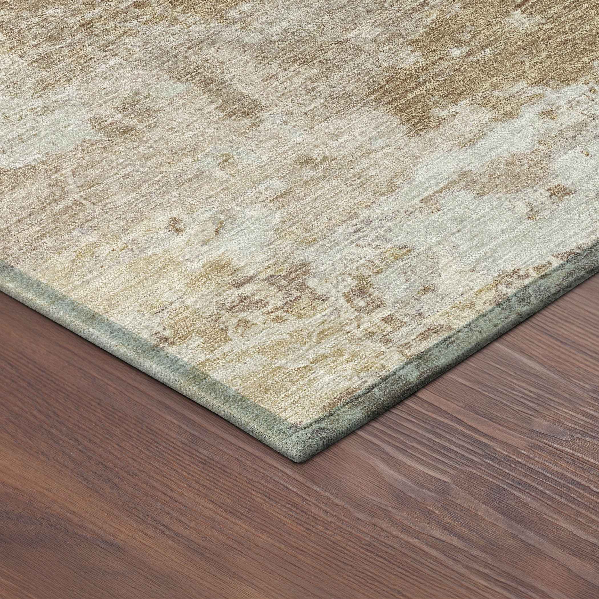 8' Brown And Beige Round Abstract Washable Indoor Outdoor Area Rug