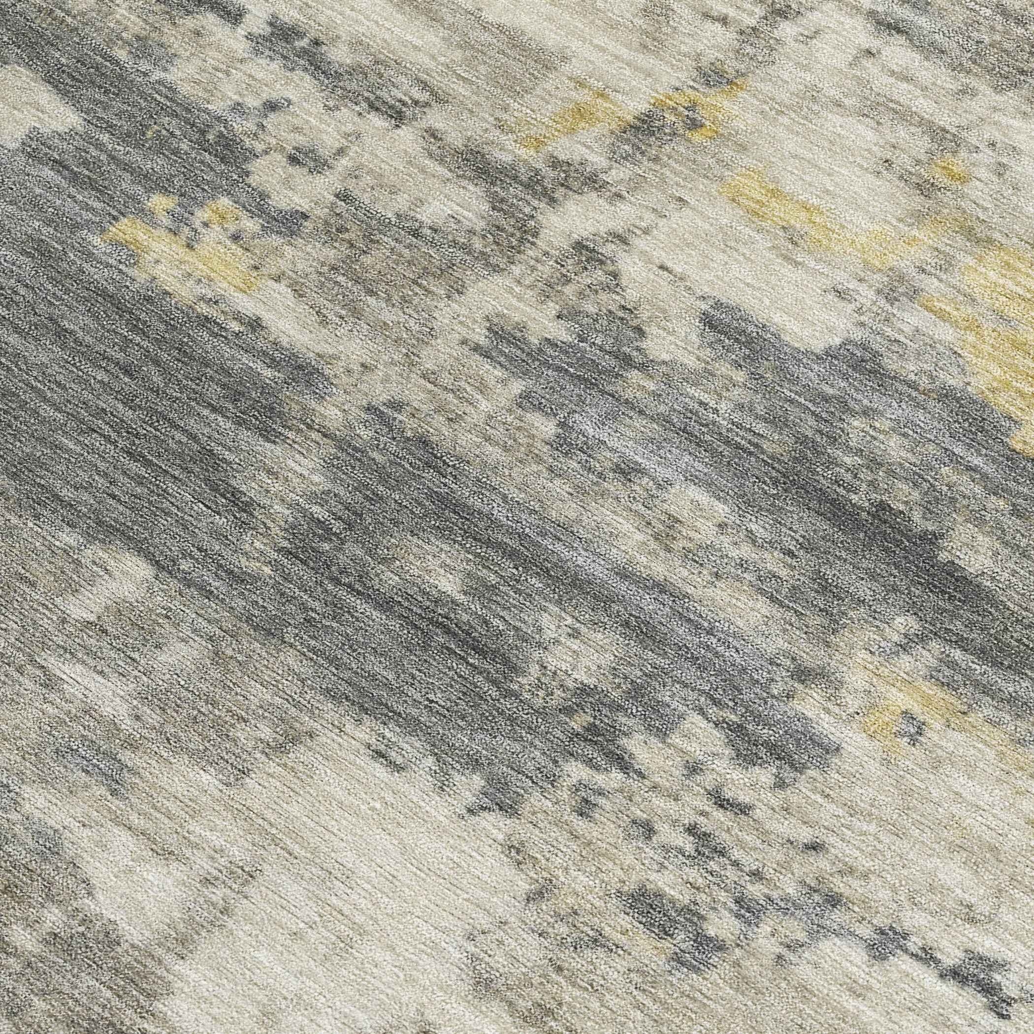 5' X 8' Pewter Ivory And Gold Abstract Washable Indoor Outdoor Area Rug