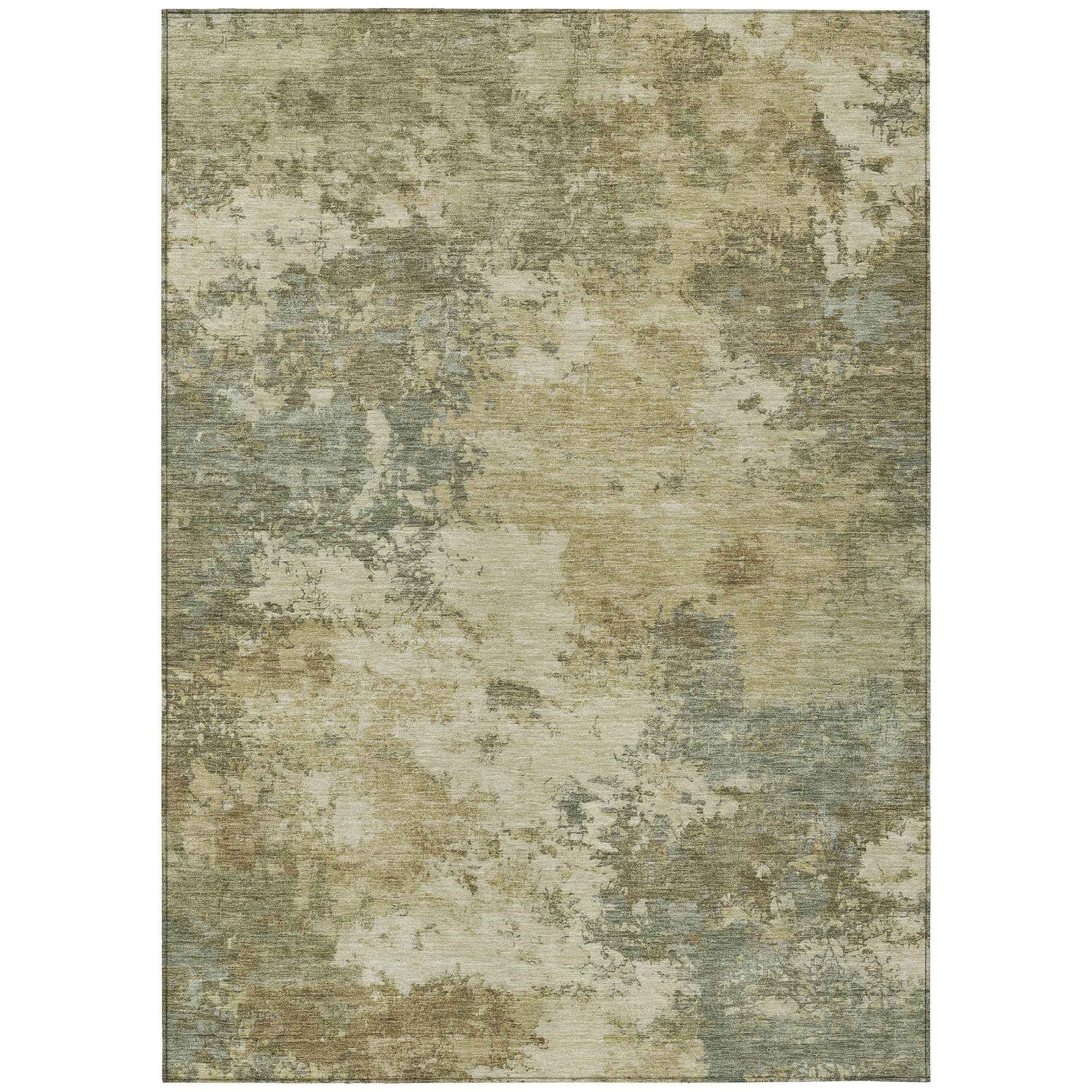10' X 14' Wheat And Beige Abstract Washable Indoor Outdoor Area Rug