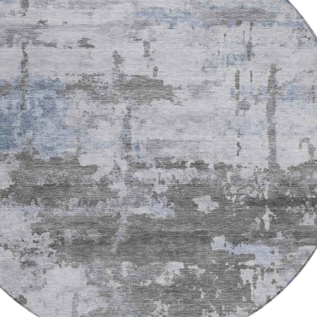8' Taupe And Ivory Round Abstract Washable Indoor Outdoor Area Rug