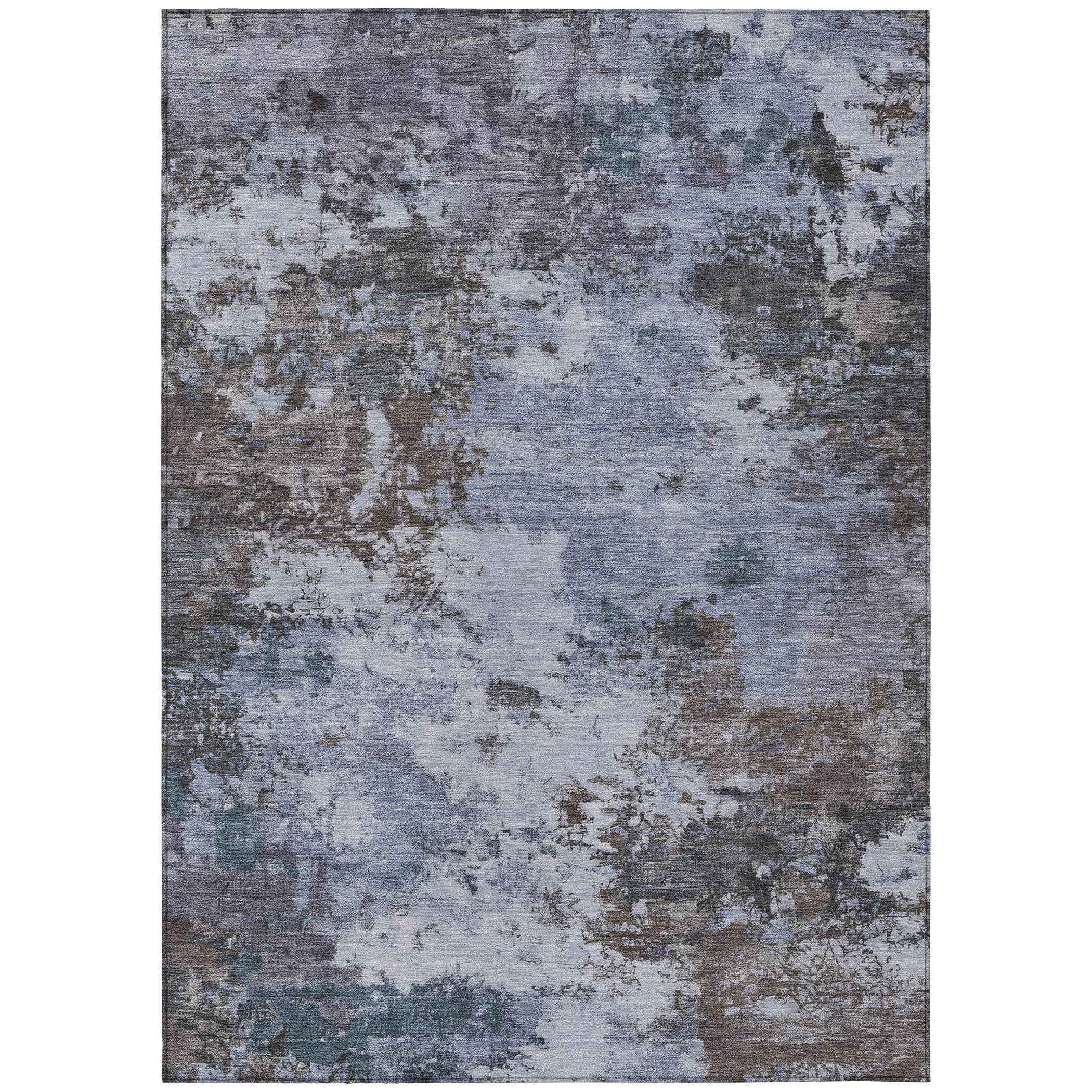 8' X 10' Blue And Gray Abstract Washable Indoor Outdoor Area Rug