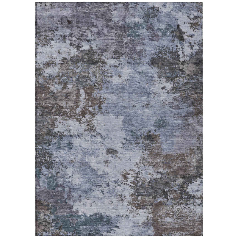 8' X 10' Blue And Gray Abstract Washable Indoor Outdoor Area Rug