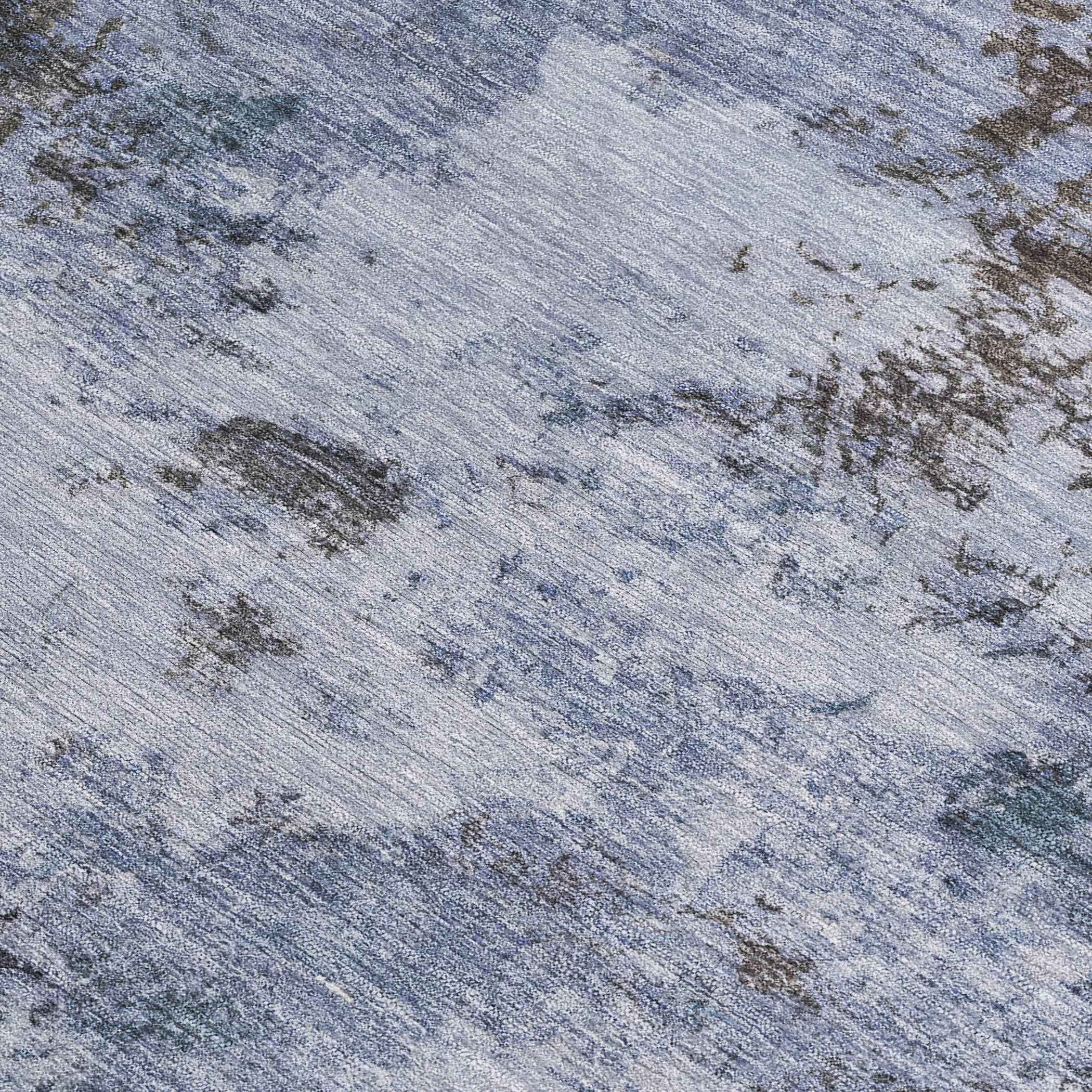 8' X 10' Blue And Gray Abstract Washable Indoor Outdoor Area Rug