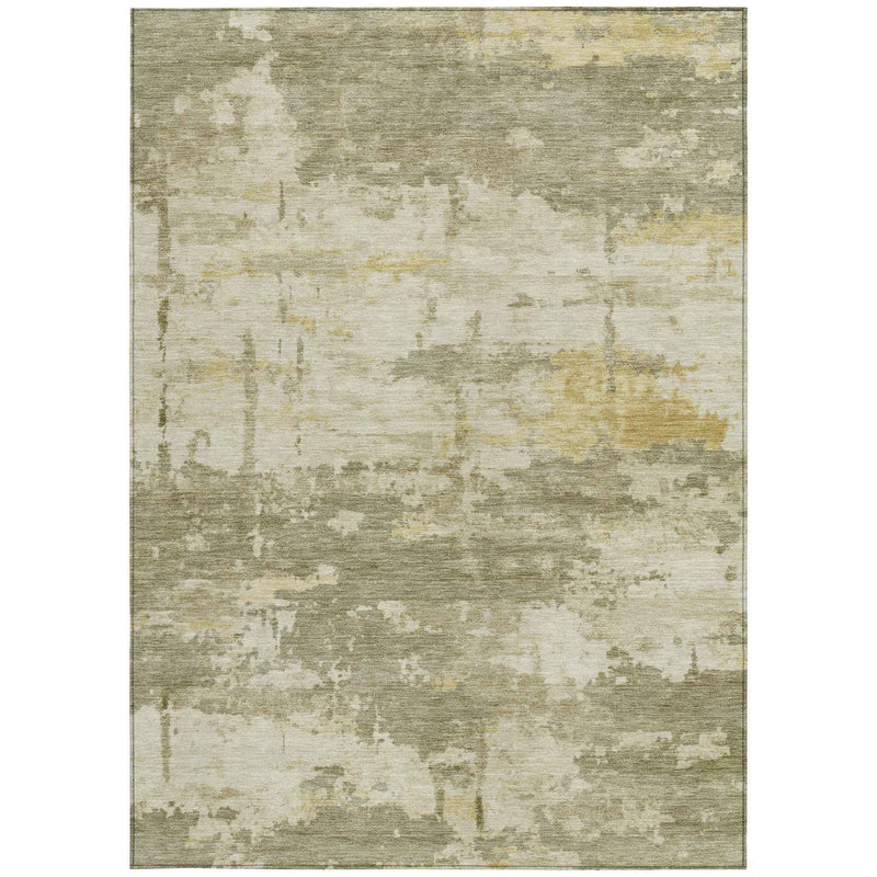 10' X 14' Sage Ivory And Gold Abstract Washable Indoor Outdoor Area Rug
