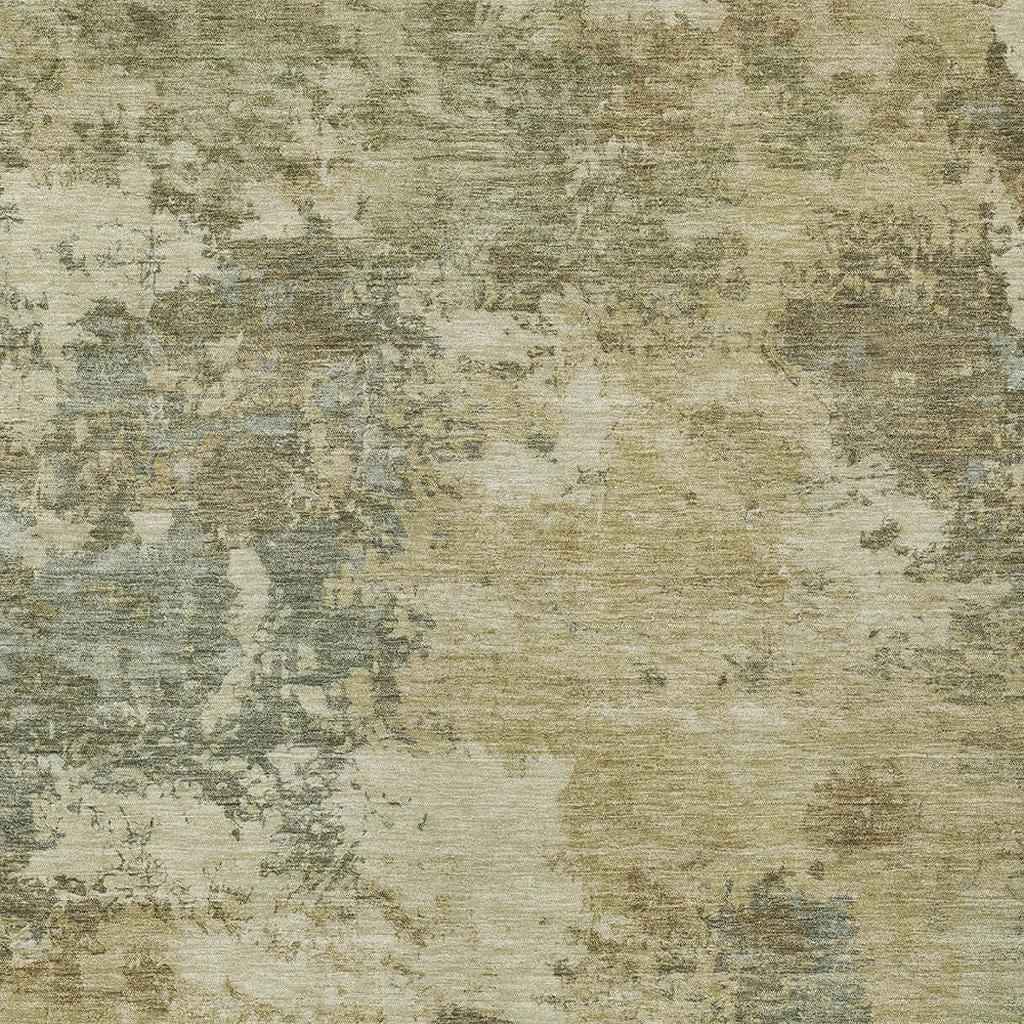 9' X 12' Wheat And Beige Abstract Washable Indoor Outdoor Area Rug