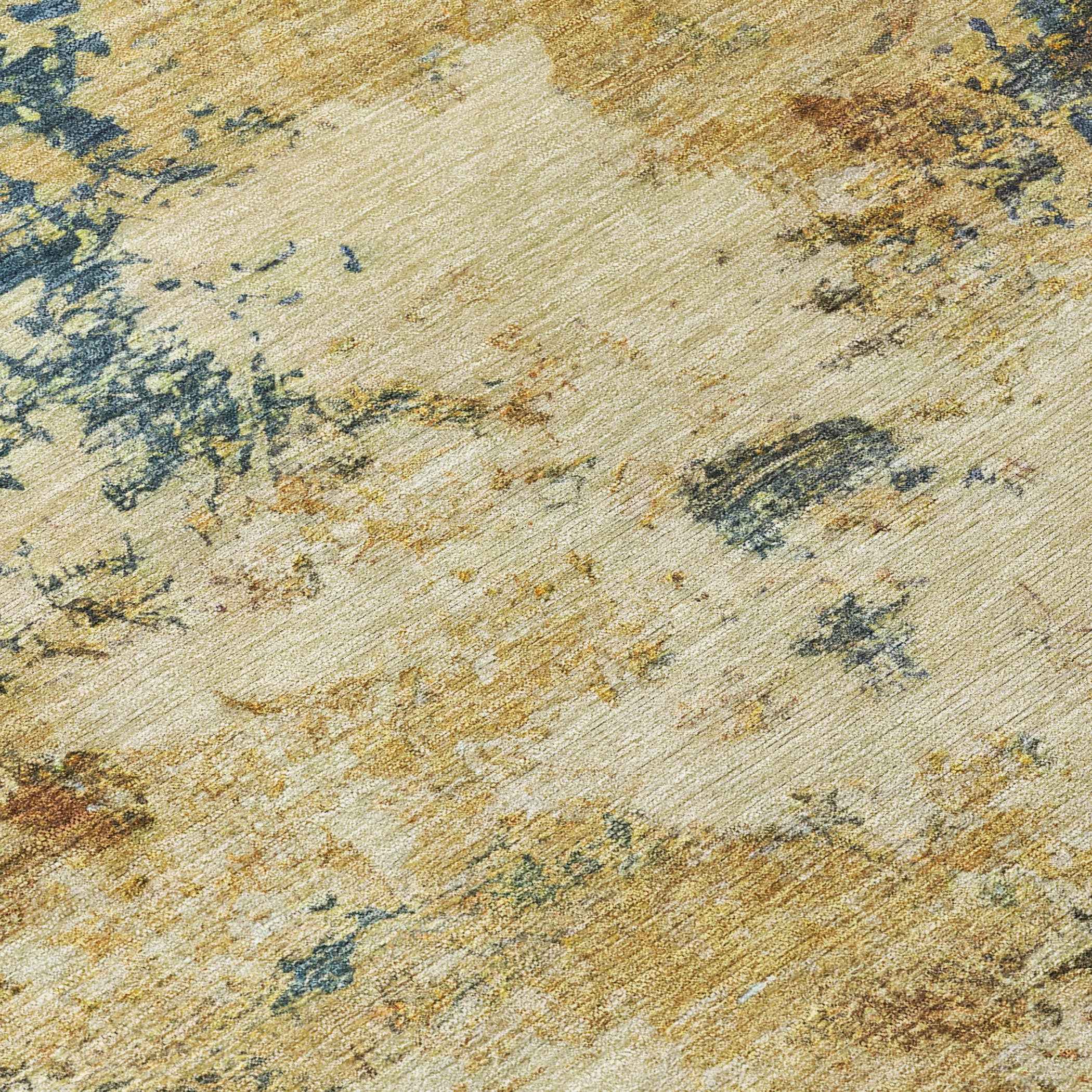 8' X 10' Beige Blue And Gray Abstract Washable Indoor Outdoor Area Rug