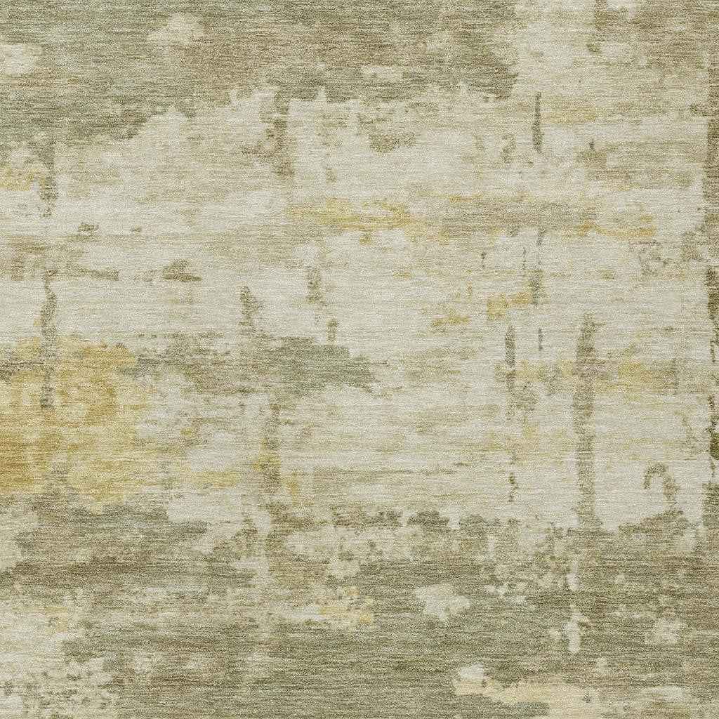 5' X 8' Sage Ivory And Gold Abstract Washable Indoor Outdoor Area Rug