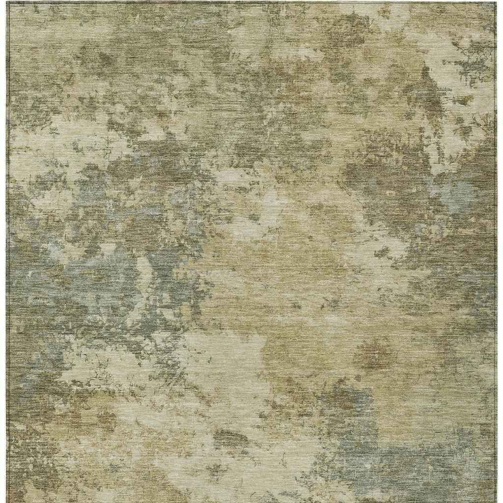 3' X 5' Wheat And Beige Abstract Washable Indoor Outdoor Area Rug