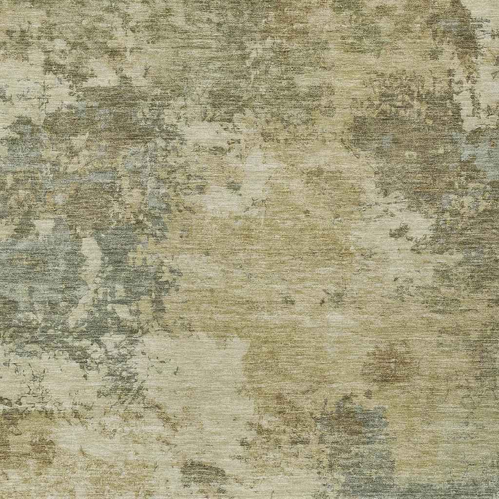 3' X 5' Wheat And Beige Abstract Washable Indoor Outdoor Area Rug