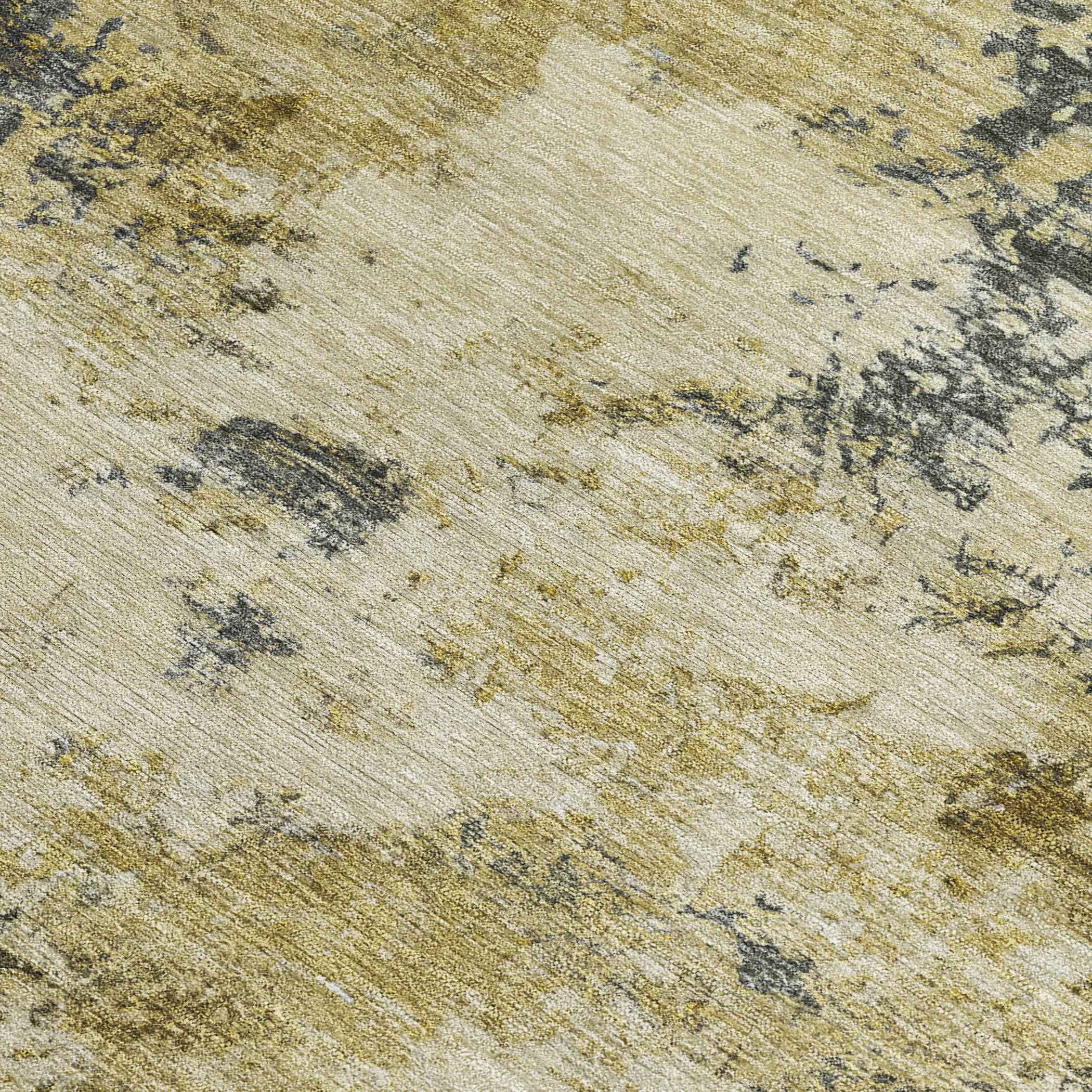 8' X 10' Pewter And Gold Abstract Washable Indoor Outdoor Area Rug