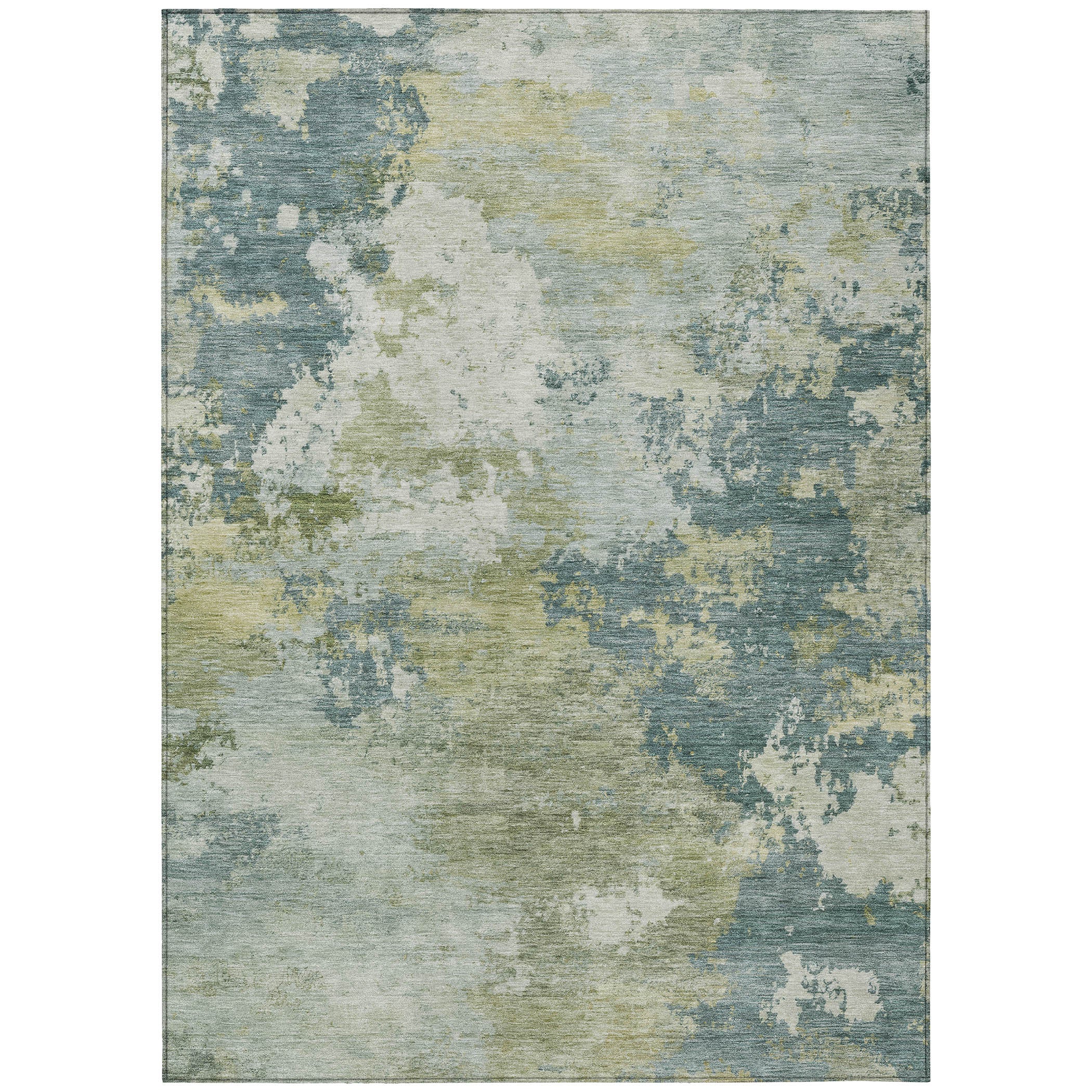 10' X 14' Aqua And Green Abstract Washable Indoor Outdoor Area Rug - Sports & Outdoor