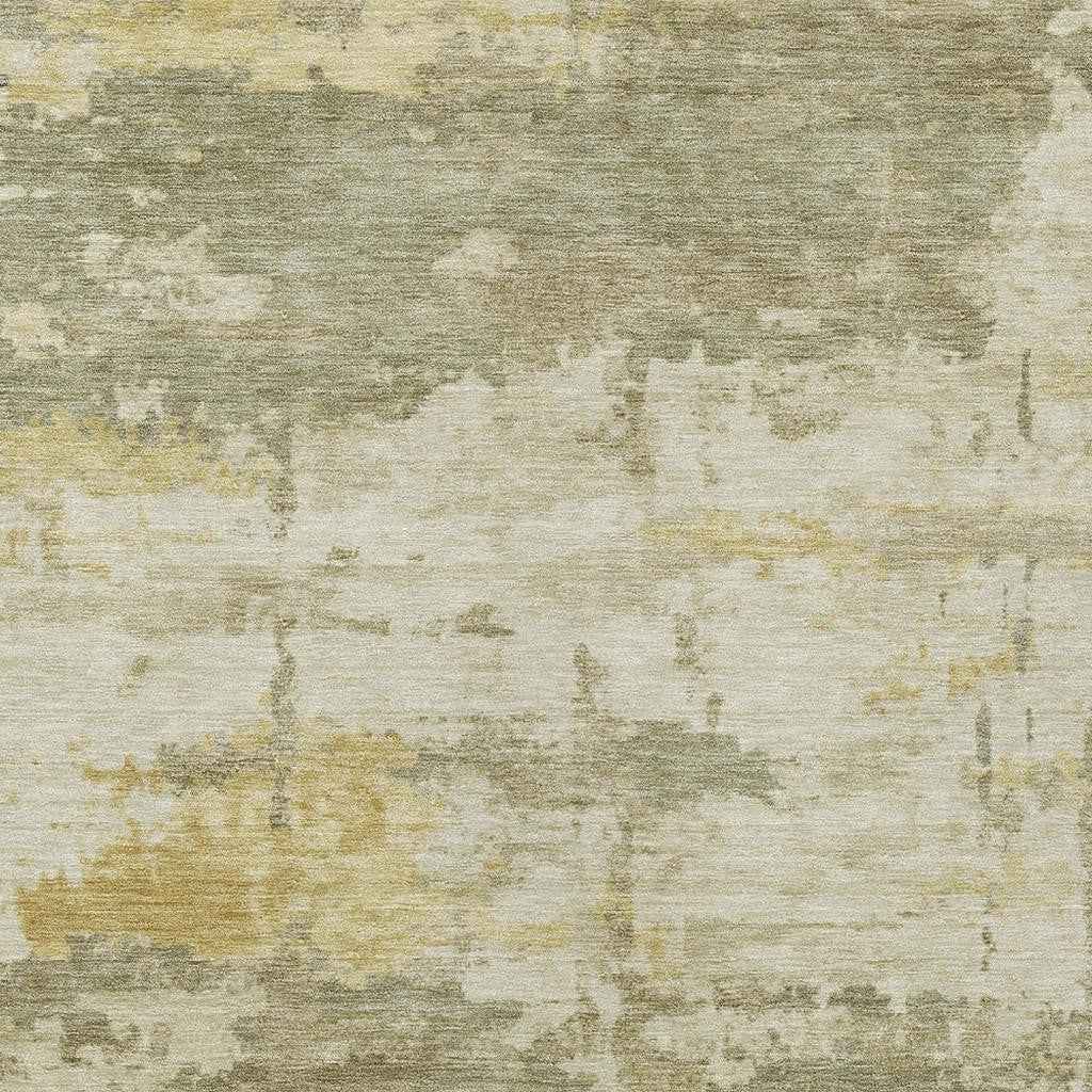 9' X 12' Sage Ivory And Gold Abstract Washable Indoor Outdoor Area Rug