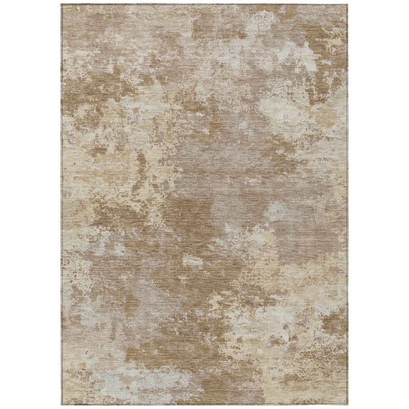 3' X 5' Brown And Beige Abstract Washable Indoor Outdoor Area Rug