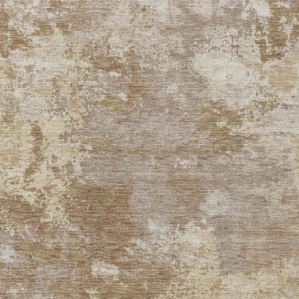 3' X 5' Brown And Beige Abstract Washable Indoor Outdoor Area Rug