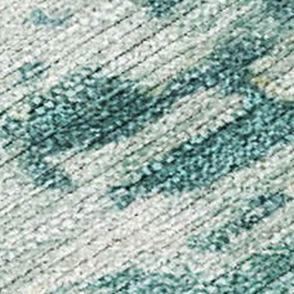 5' X 8' Teal Blue And Ivory Abstract Washable Indoor Outdoor Area Rug - Sports & Outdoor