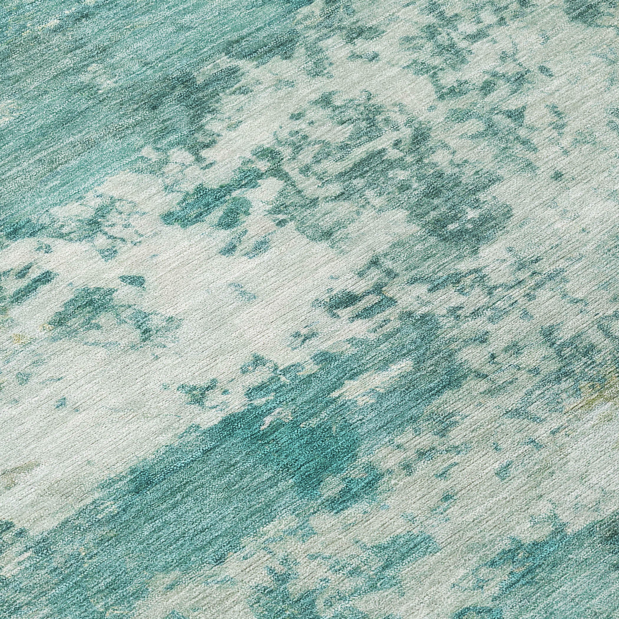 5' X 8' Teal Blue And Ivory Abstract Washable Indoor Outdoor Area Rug - Sports & Outdoor
