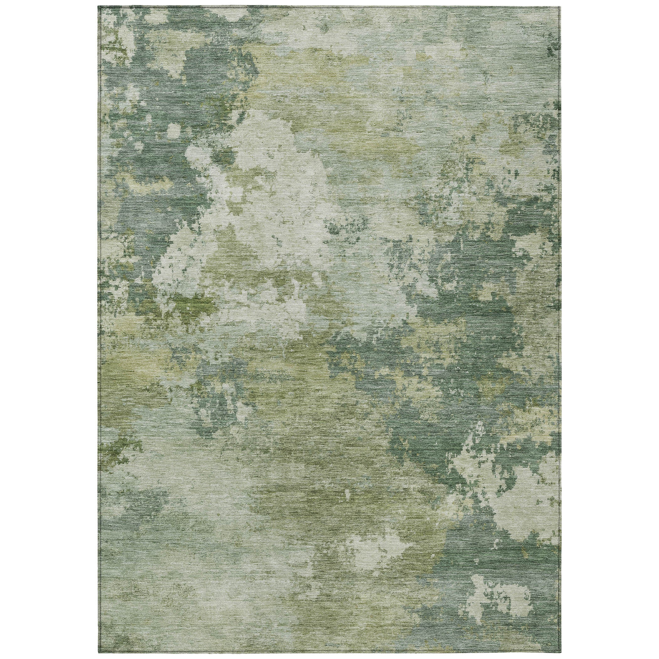 5' X 8' Fern Green And Ivory Abstract Washable Indoor Outdoor Area Rug - Sports & Outdoor