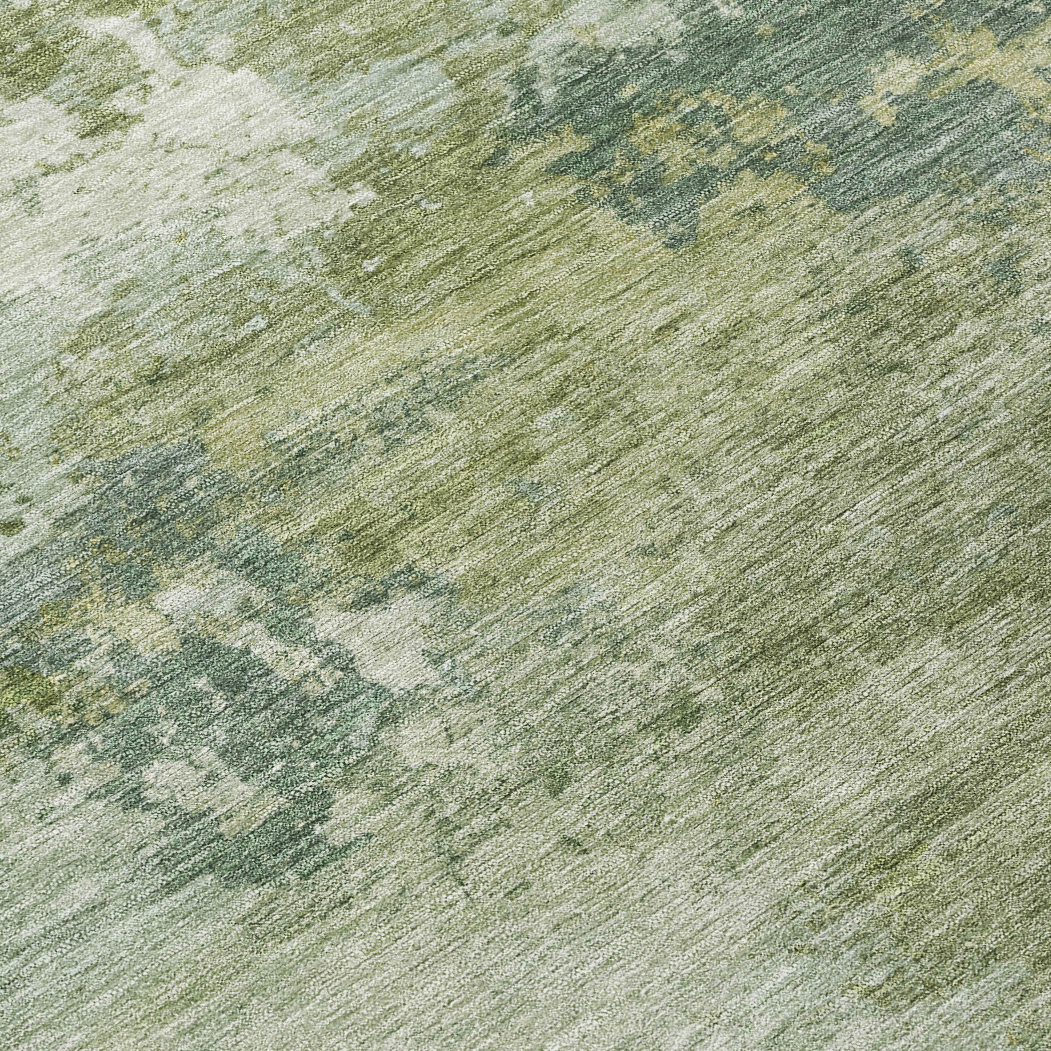 5' X 8' Fern Green And Ivory Abstract Washable Indoor Outdoor Area Rug - Sports & Outdoor