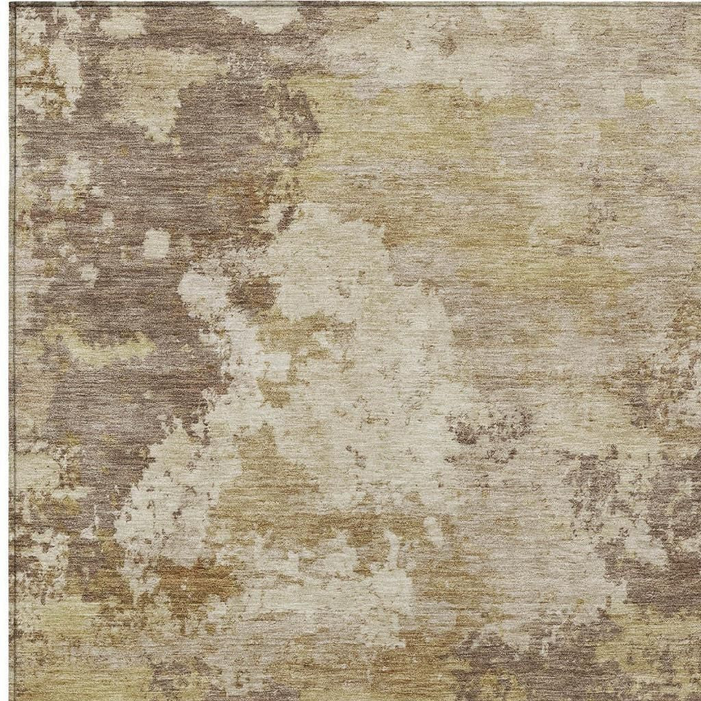 3' X 5' Wheat And Beige Abstract Washable Indoor Outdoor Area Rug - Sports & Outdoor