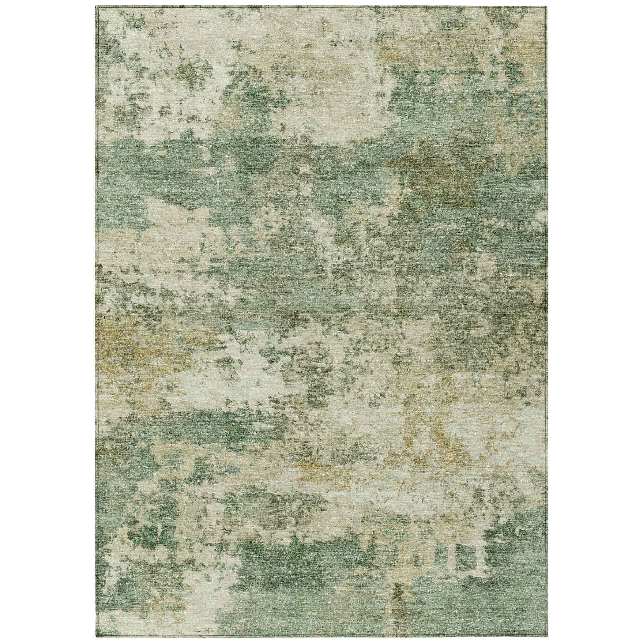 10' X 14' Sage And Beige Abstract Washable Indoor Outdoor Area Rug
