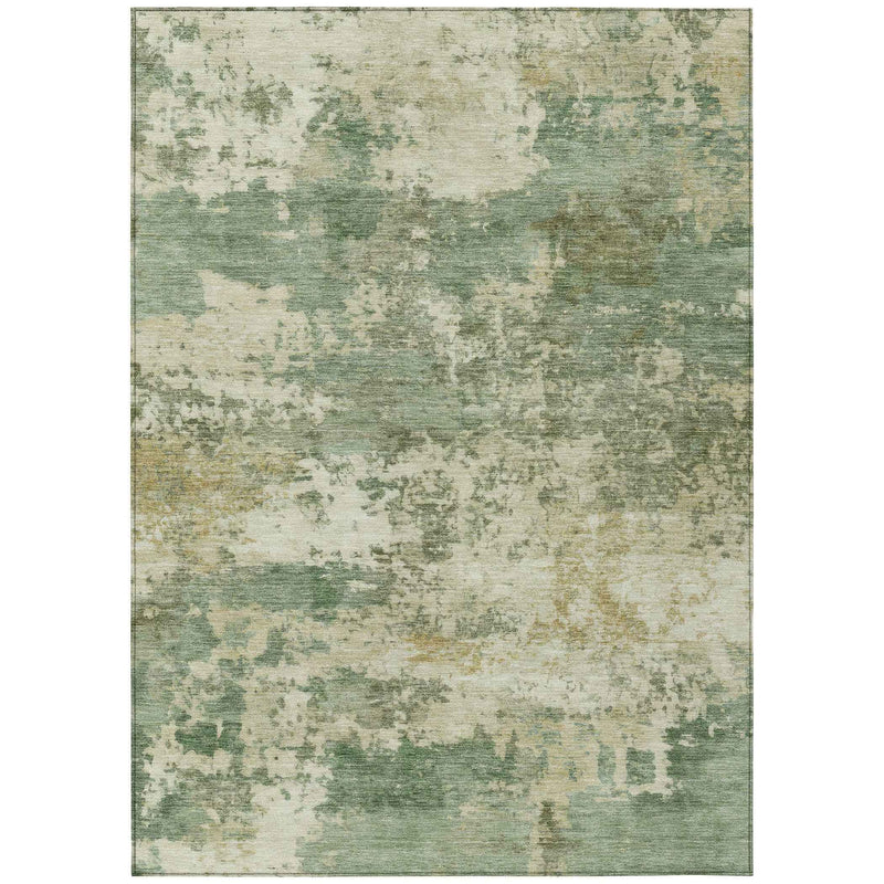10' X 14' Sage And Beige Abstract Washable Indoor Outdoor Area Rug