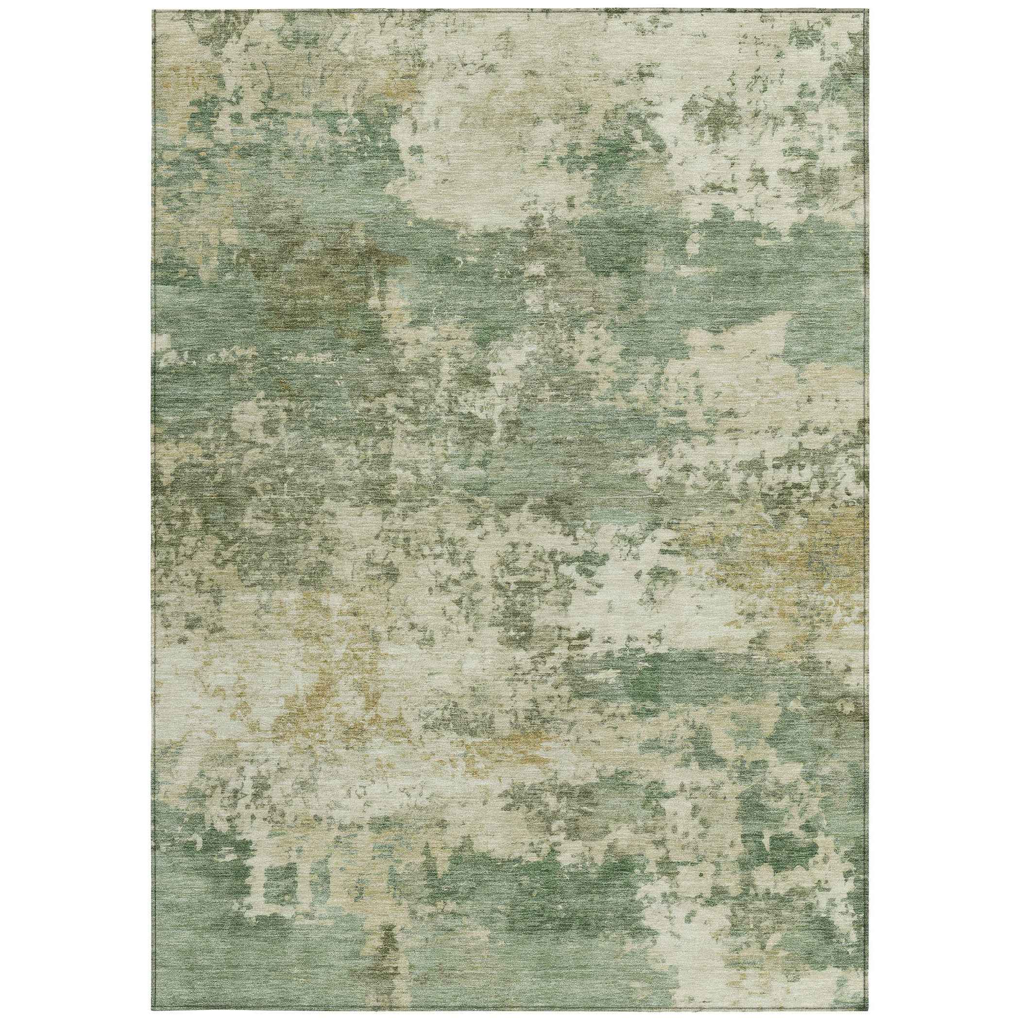 10' X 14' Sage And Beige Abstract Washable Indoor Outdoor Area Rug
