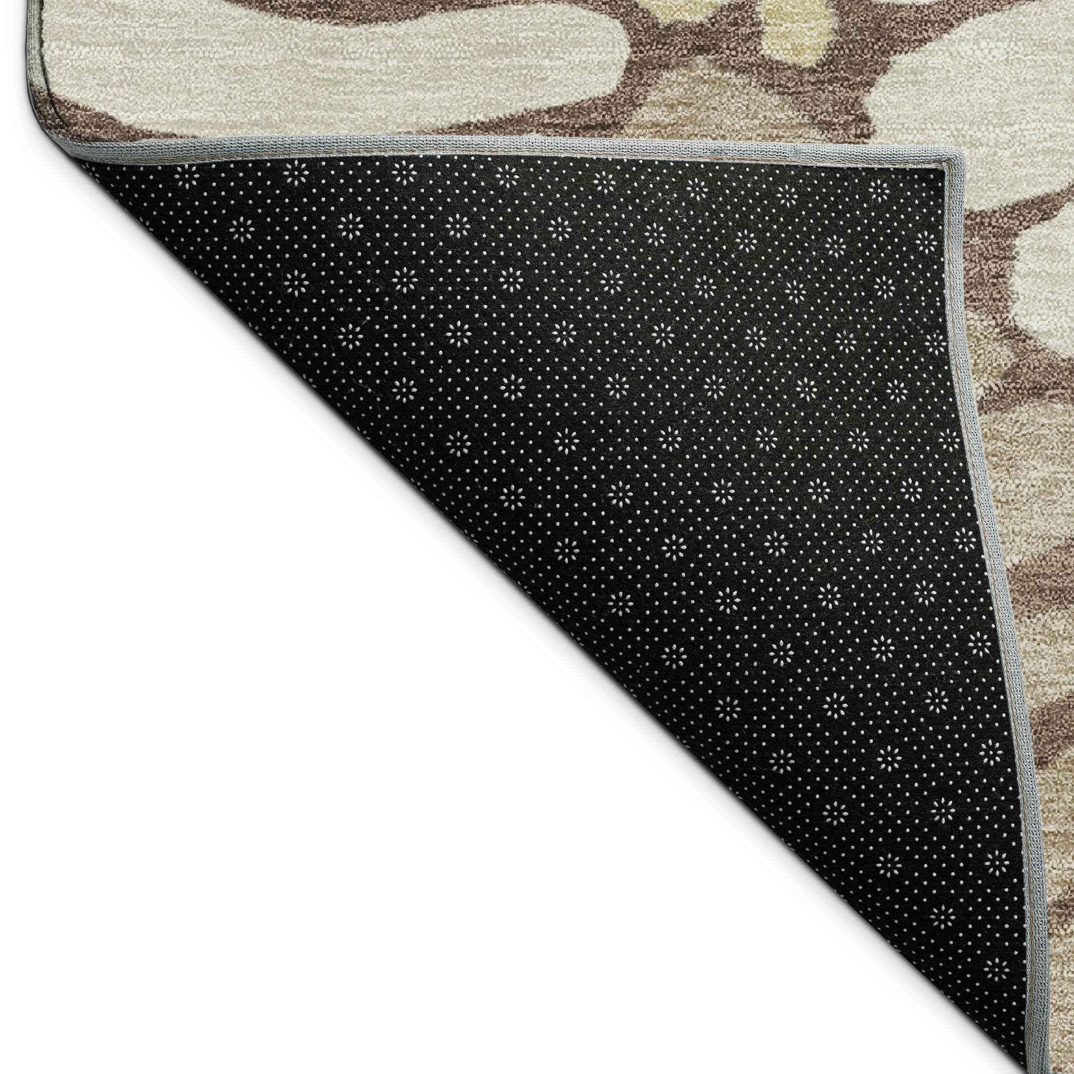 5' X 8' Chocolate Gold And Gray Floral Washable Indoor Outdoor Area Rug