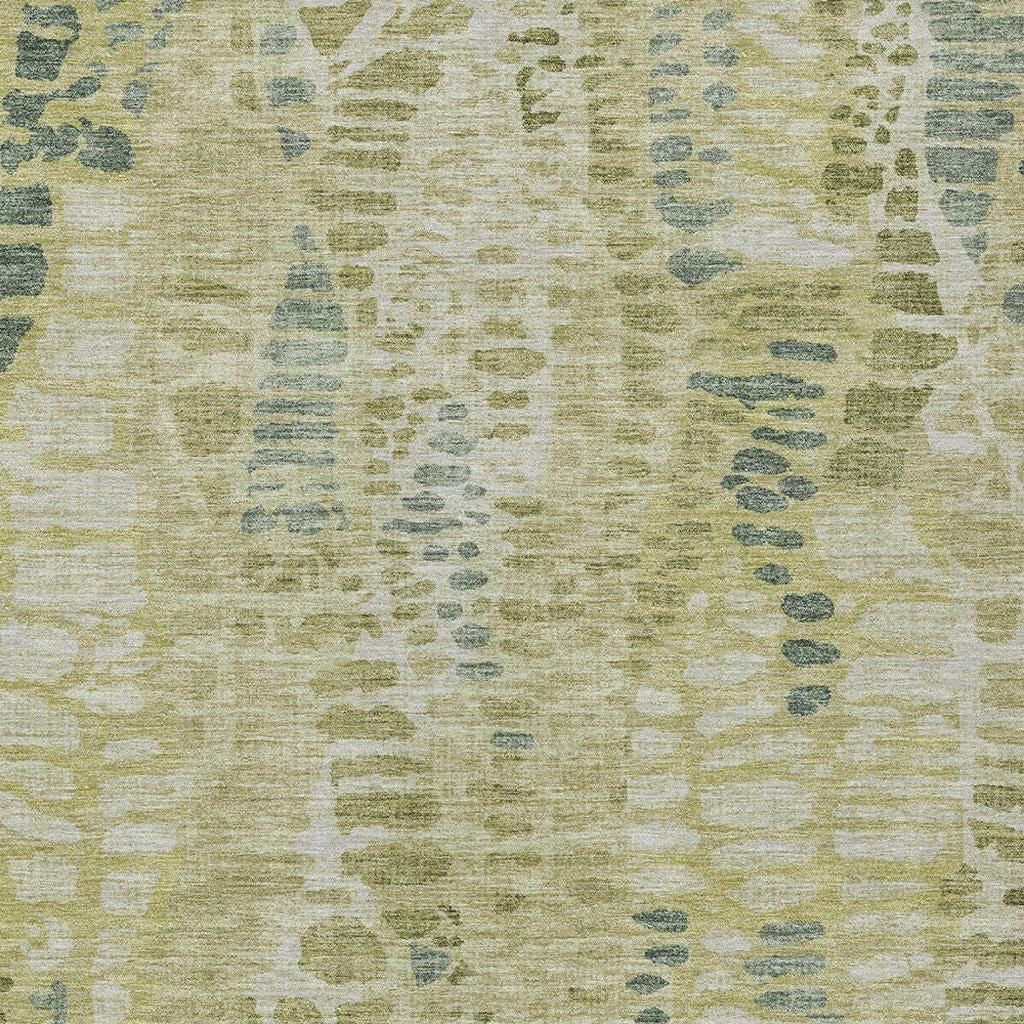 5' X 8' Artichoke Green And Beige Abstract Washable Indoor Outdoor Area Rug - Sports & Outdoor