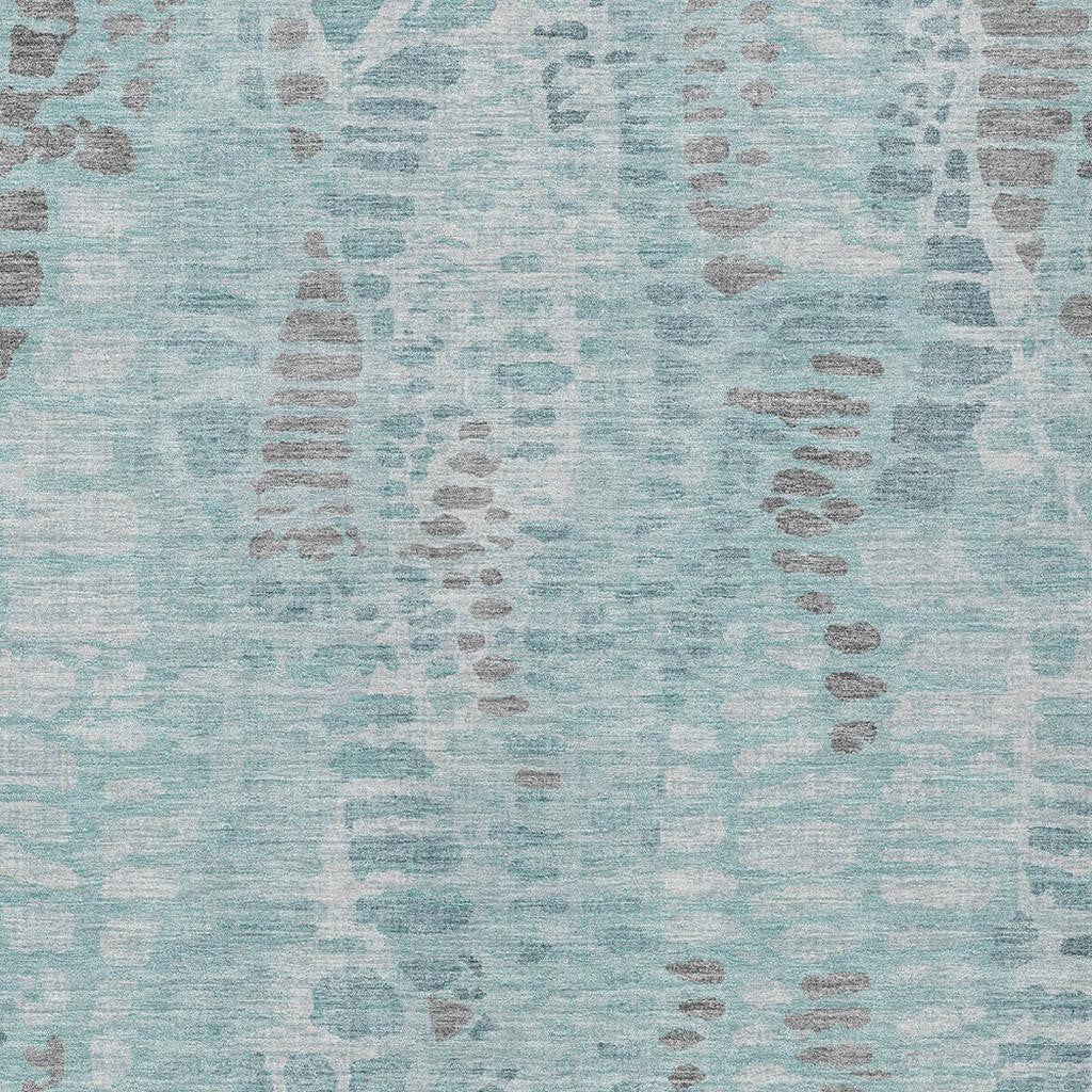 3' X 5' Teal Blue And Gray Abstract Washable Indoor Outdoor Area Rug - Sports & Outdoor