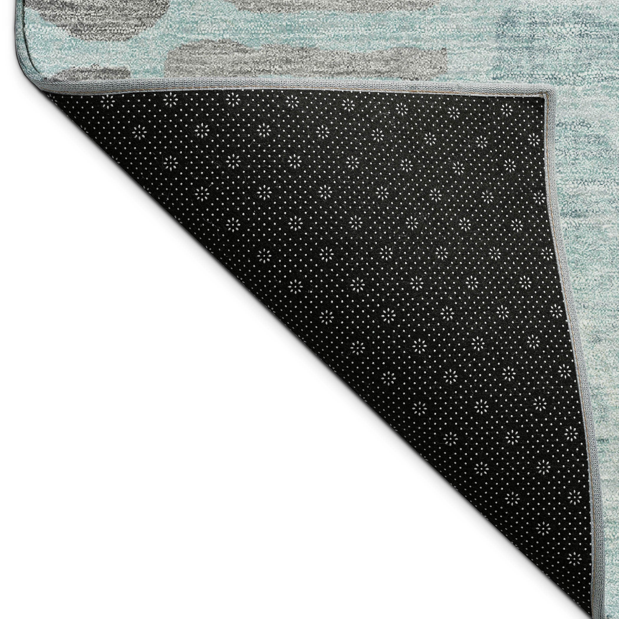 3' X 5' Teal Blue And Gray Abstract Washable Indoor Outdoor Area Rug - Sports & Outdoor