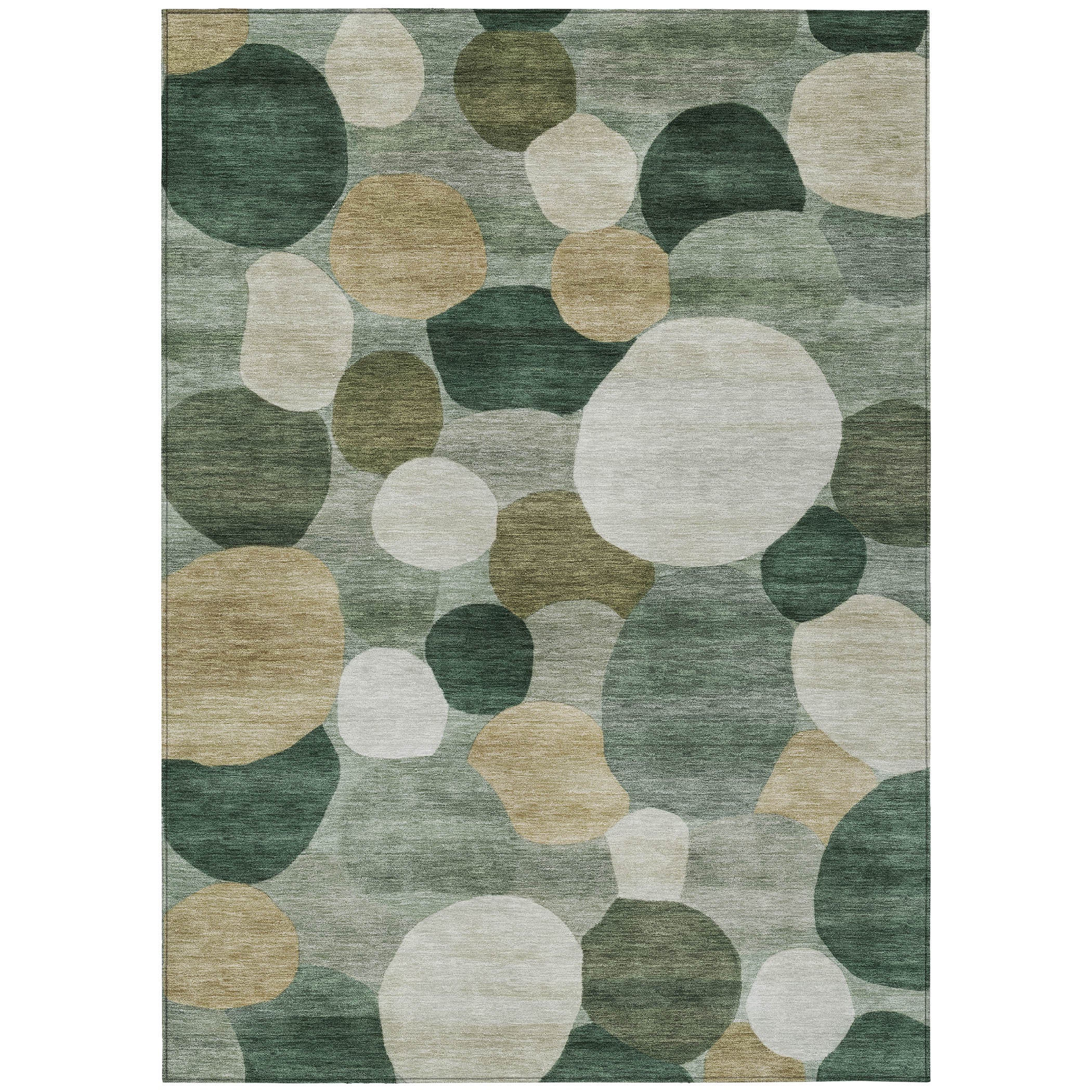 10' X 14' Green And Beige Geometric Washable Indoor Outdoor Area Rug - Sports & Outdoor