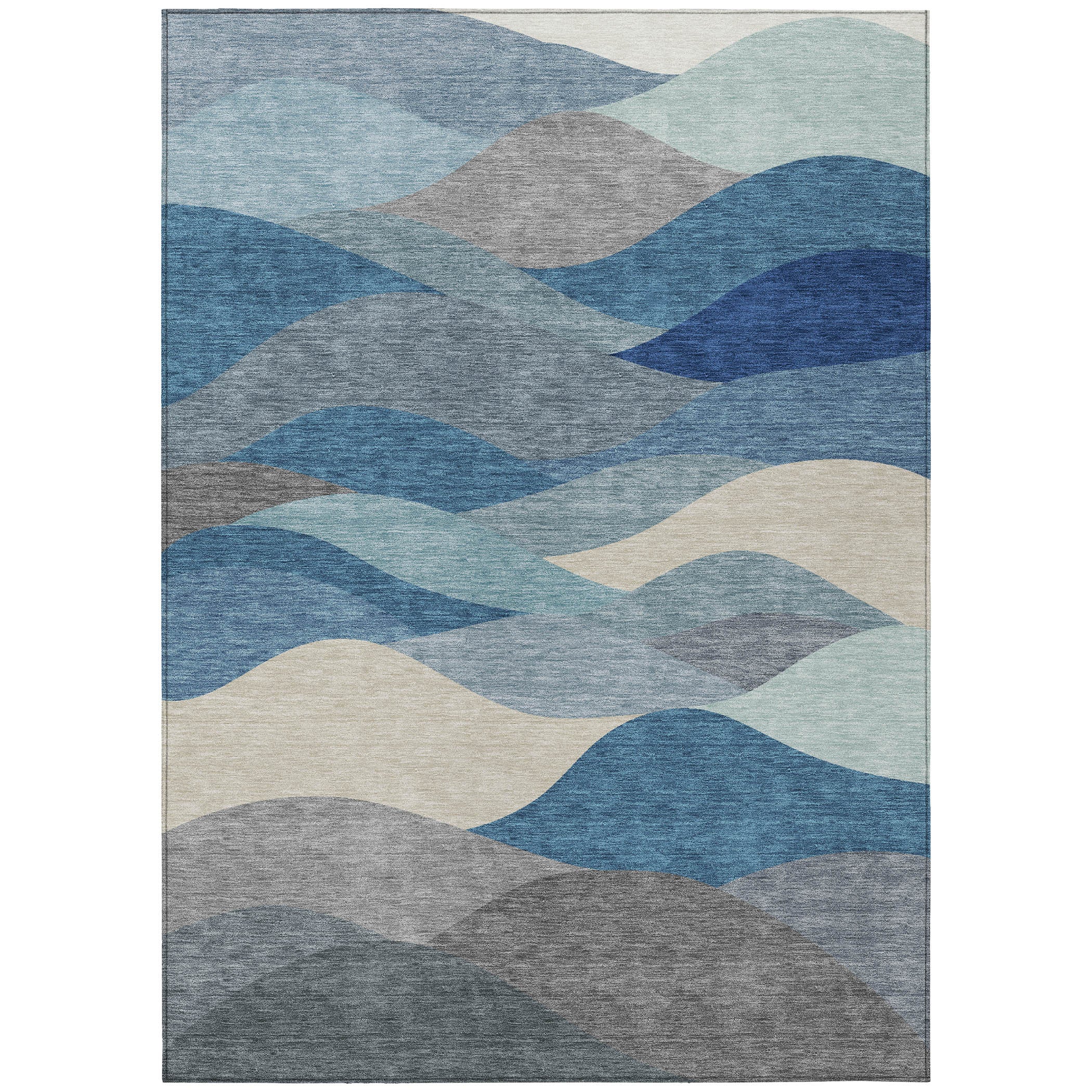 3' X 5' Blue Beige And Gray Abstract Washable Indoor Outdoor Area Rug - Sports & Outdoor