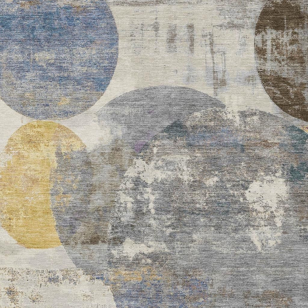 10' X 14' Gray Gold And Ivory Geometric Washable Indoor Outdoor Area Rug - Sports & Outdoor