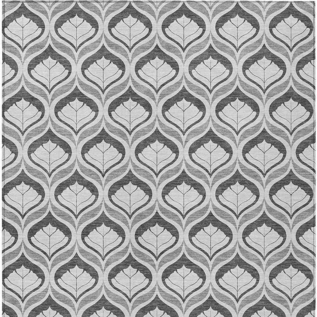 3' X 5' Charcoal And Silver Geometric Washable Indoor Outdoor Area Rug - Sports & Outdoor