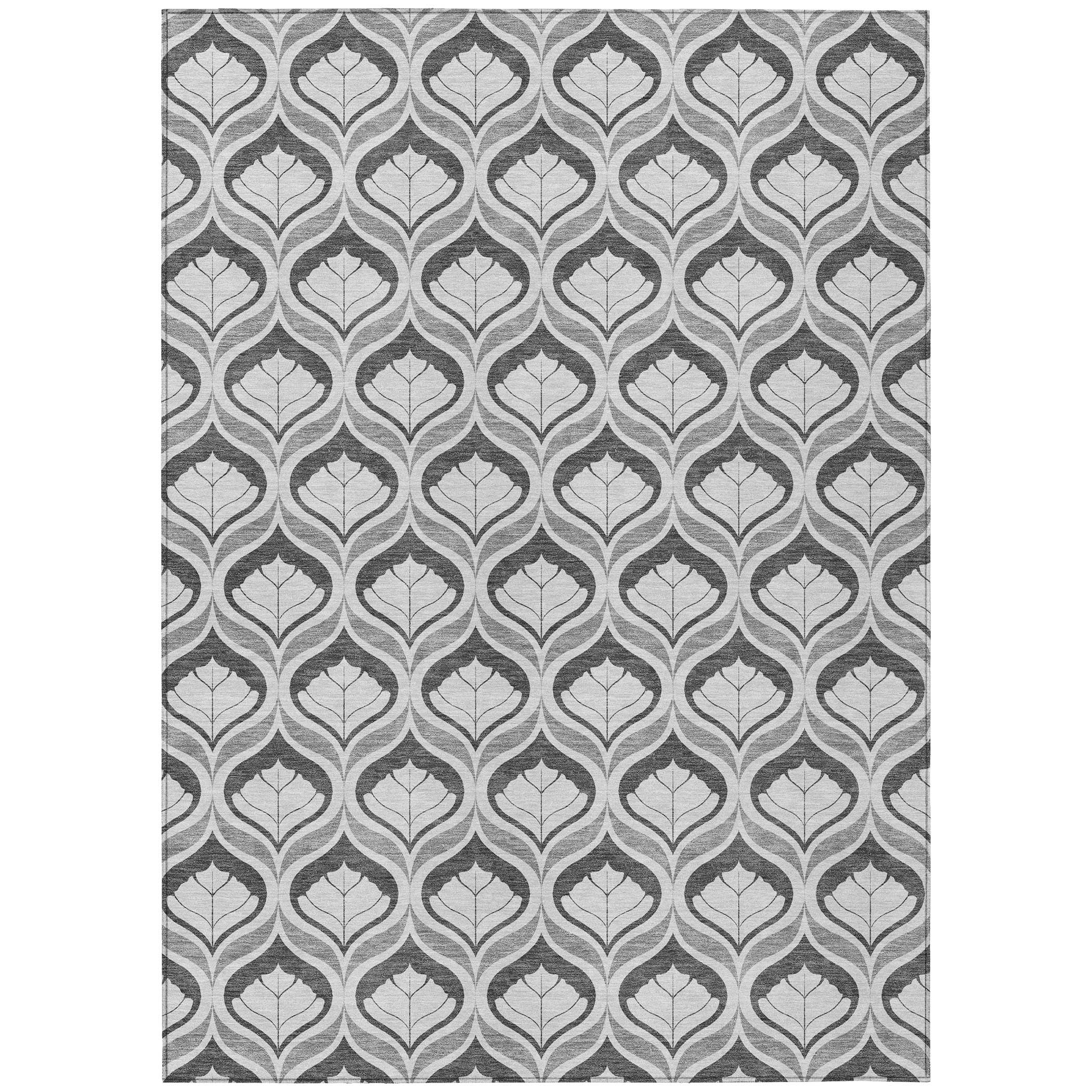 3' X 5' Charcoal And Silver Geometric Washable Indoor Outdoor Area Rug - Sports & Outdoor
