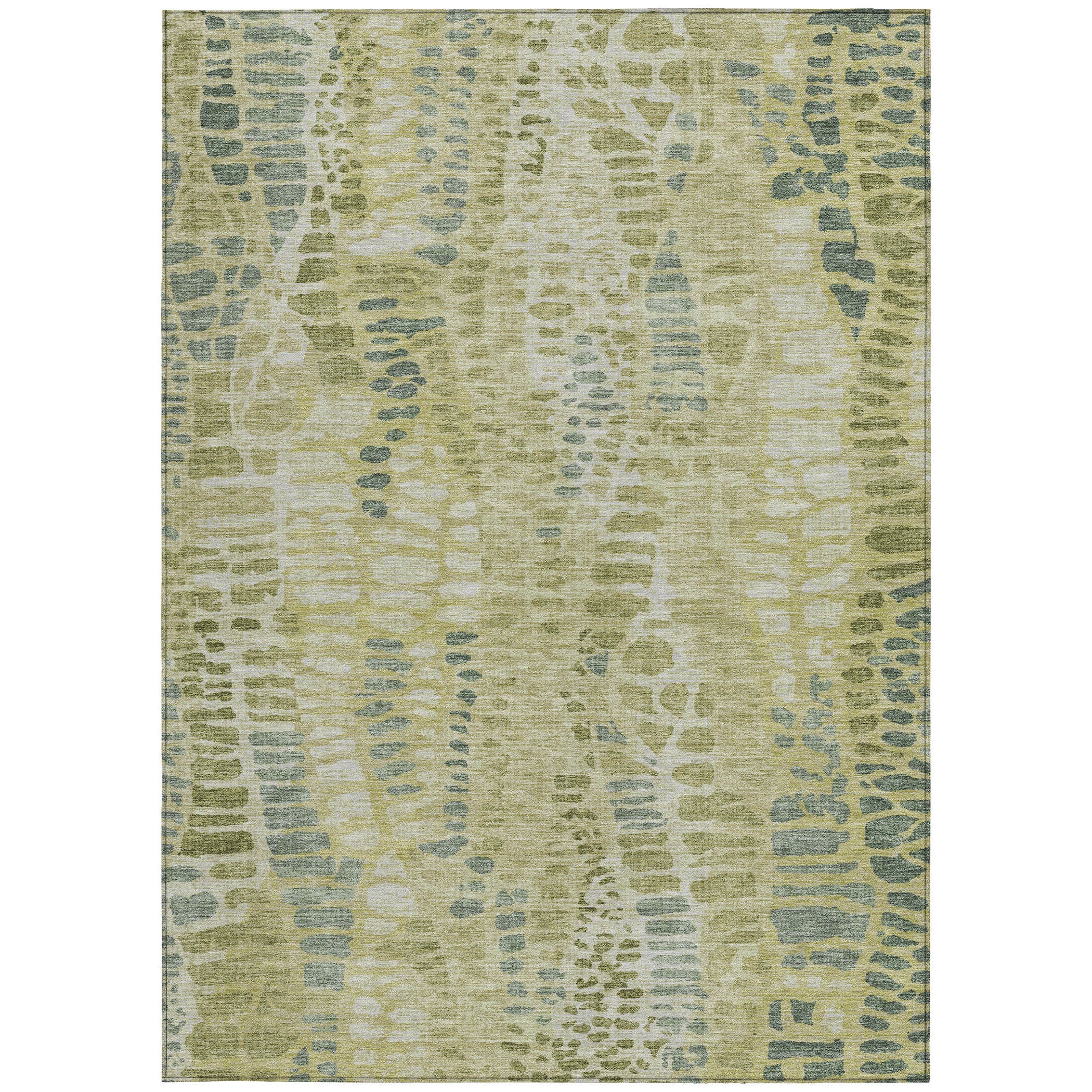 10' X 14' Artichoke Green And Beige Abstract Washable Indoor Outdoor Area Rug - Sports & Outdoor