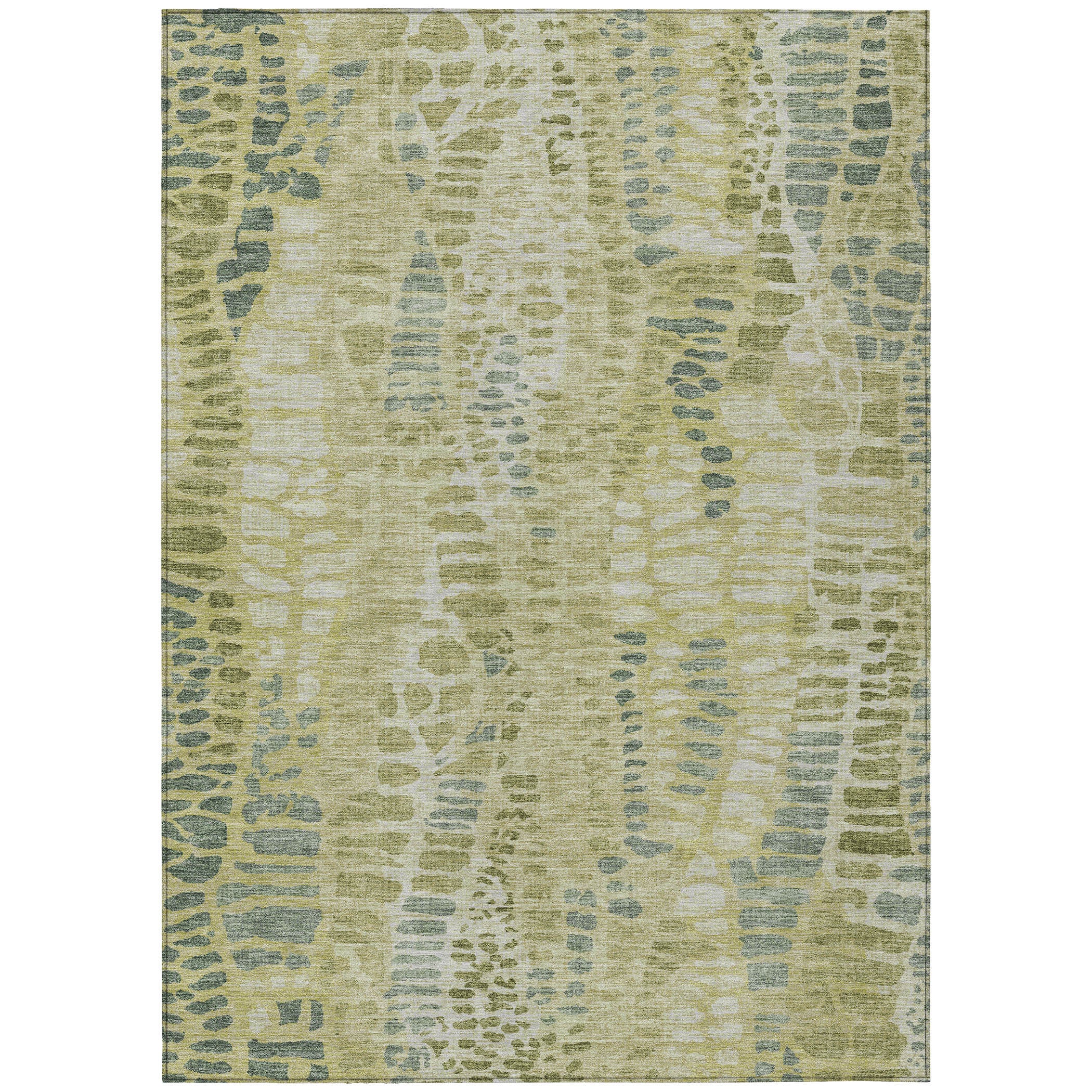 10' X 14' Artichoke Green And Beige Abstract Washable Indoor Outdoor Area Rug - Sports & Outdoor