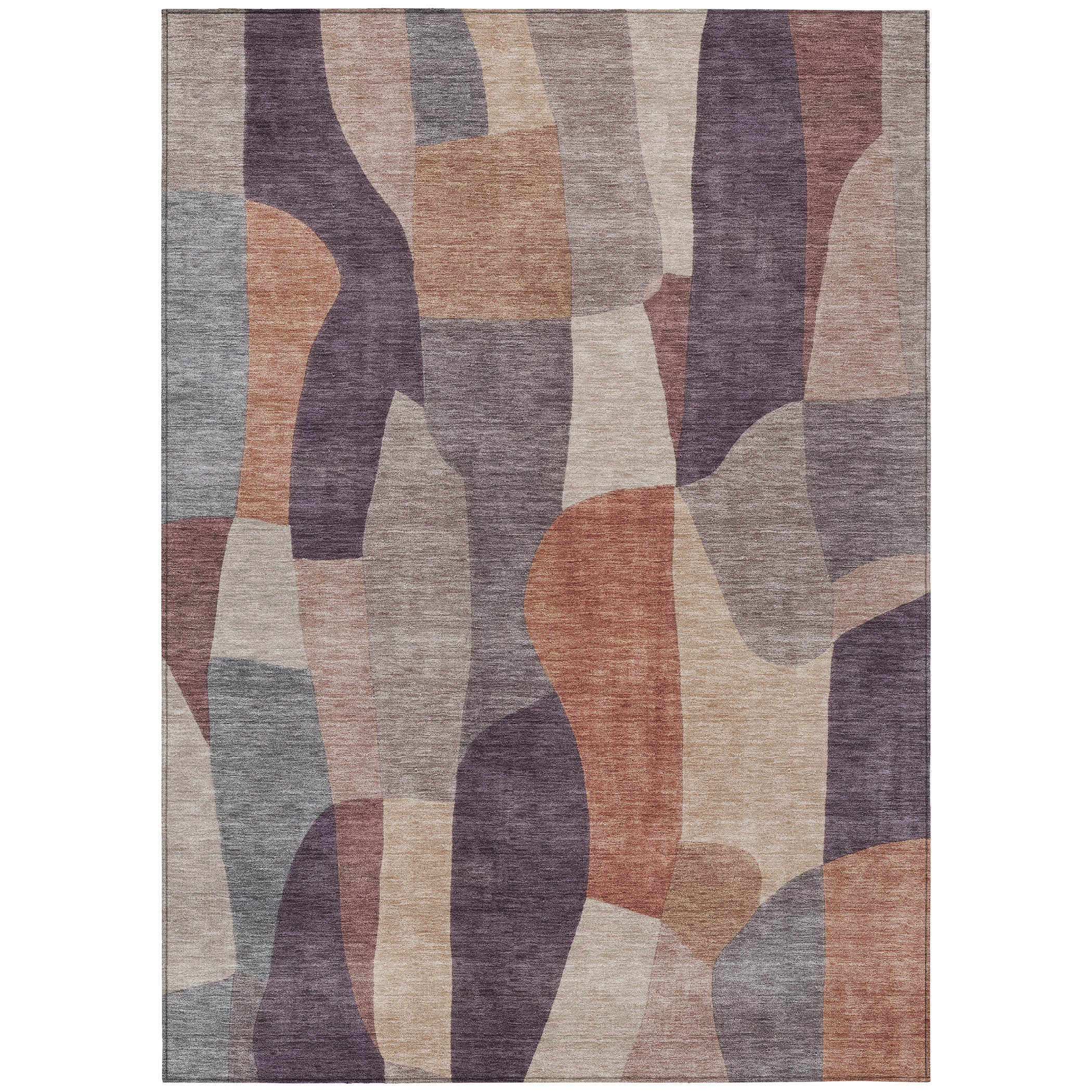 10' X 14' Plum And Copper Abstract Washable Indoor Outdoor Area Rug - Sports & Outdoor