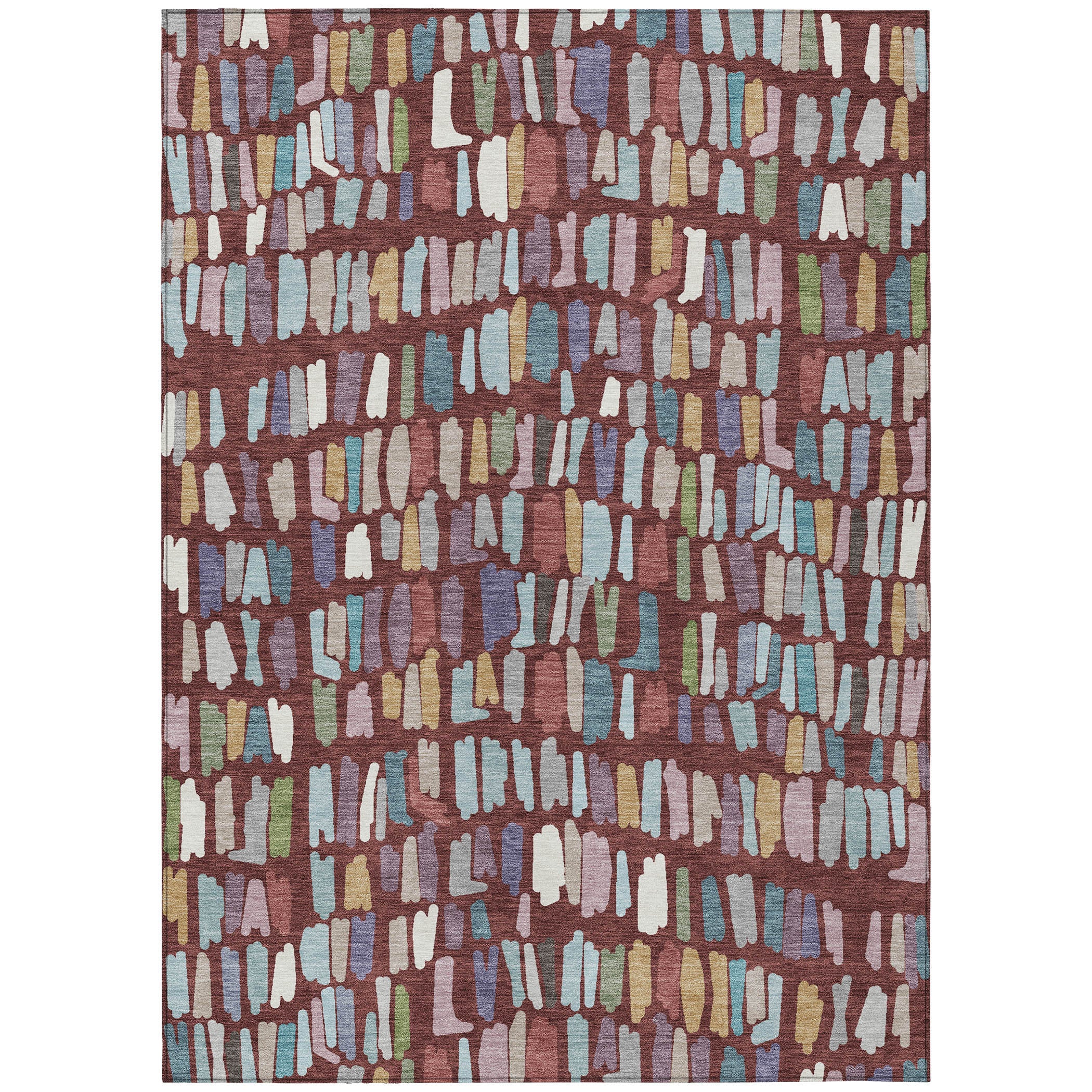 10' X 14' Burgundy Teal Blue And Green Striped Washable Indoor Outdoor Area Rug - Sports & Outdoor