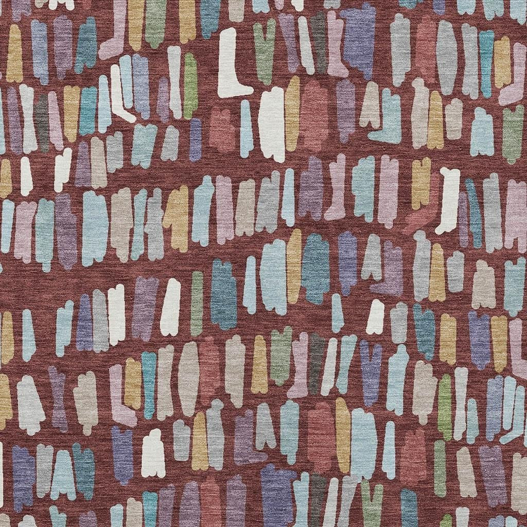 10' X 14' Burgundy Teal Blue And Green Striped Washable Indoor Outdoor Area Rug - Sports & Outdoor