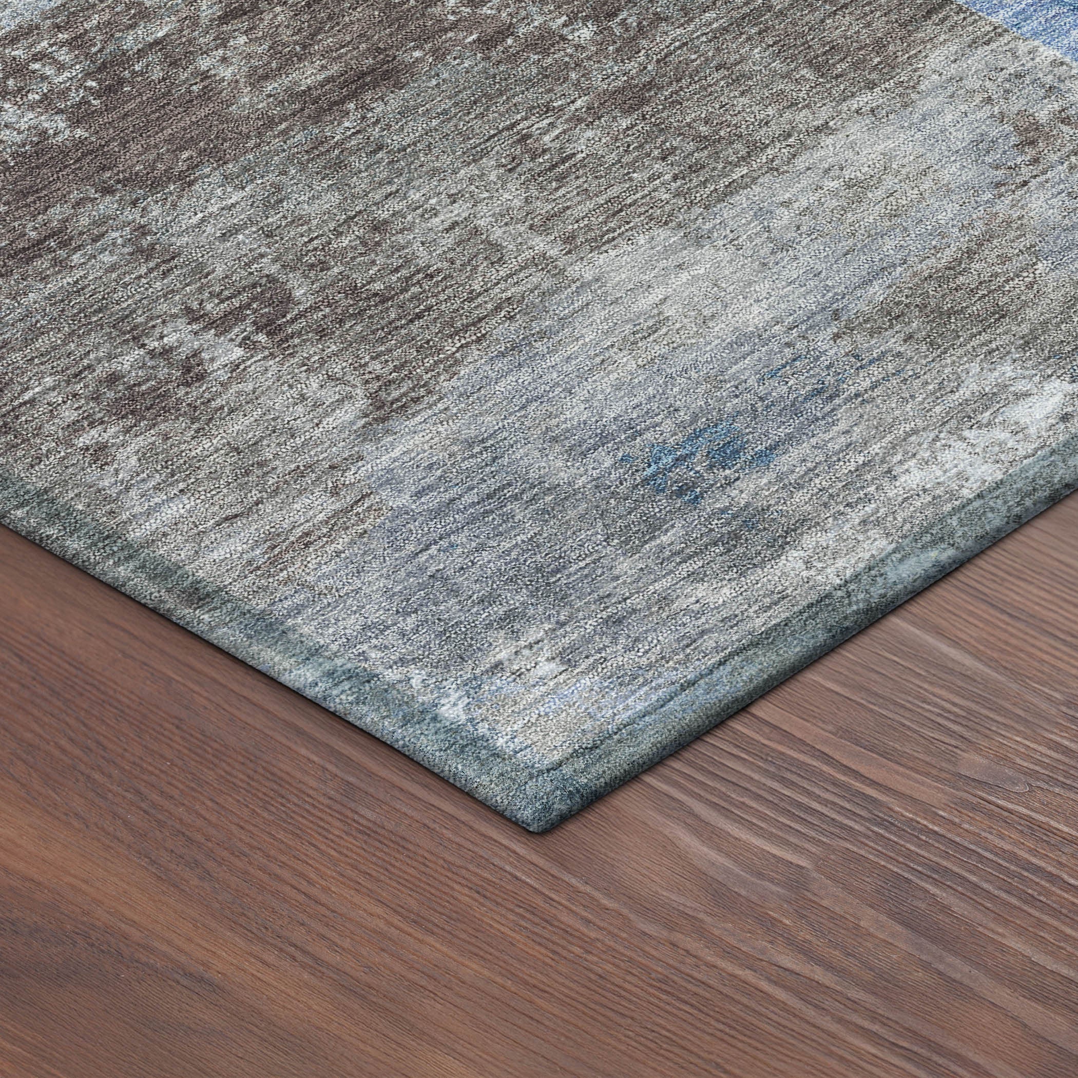 5' X 8' Blue And Beige Geometric Washable Indoor Outdoor Area Rug - Sports & Outdoor
