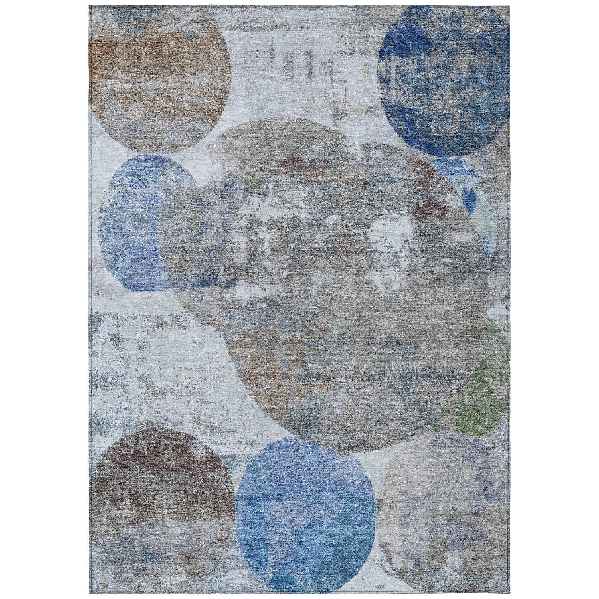 5' X 8' Blue And Beige Geometric Washable Indoor Outdoor Area Rug - Sports & Outdoor