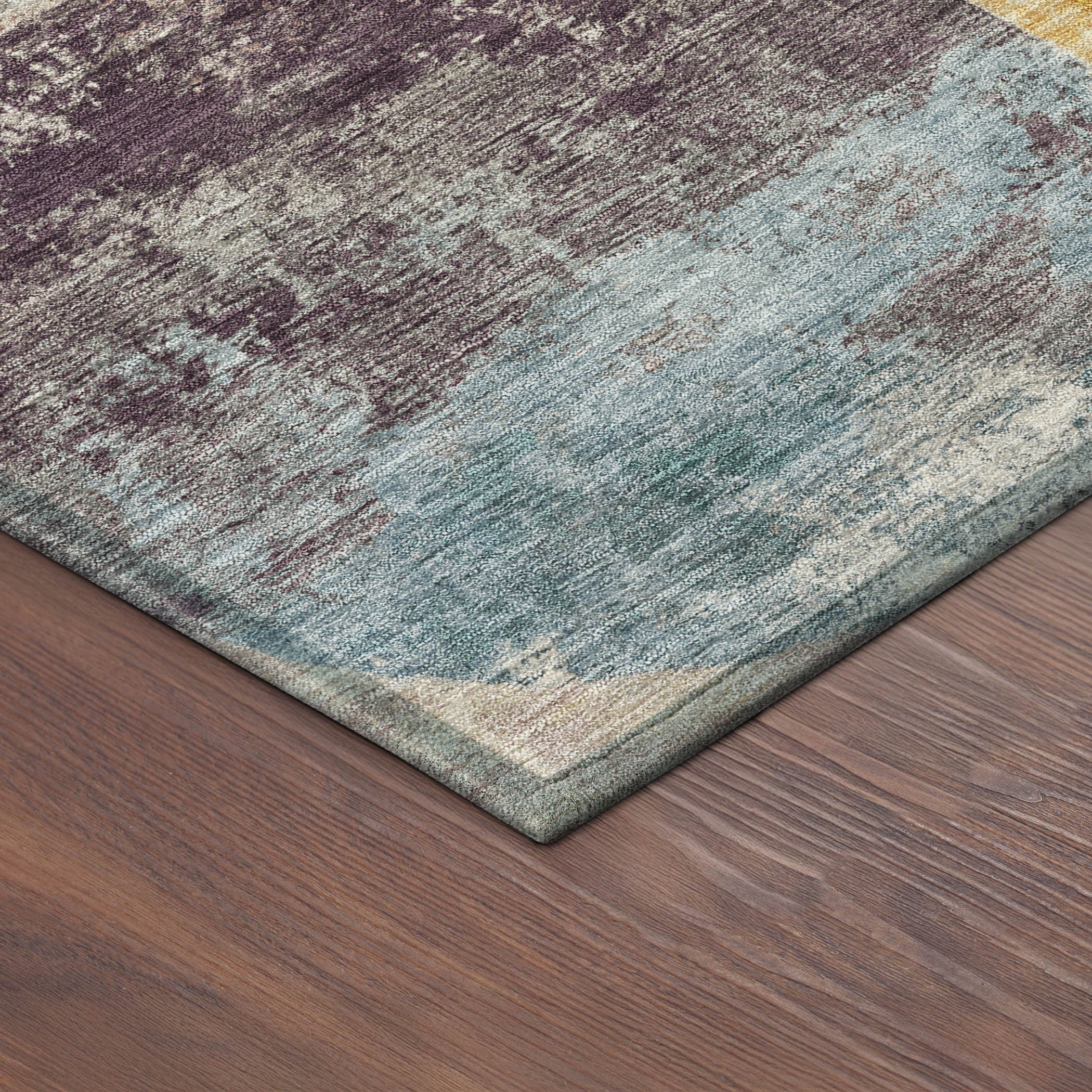 8' Beige Teal Blue And Gold Round Geometric Washable Indoor Outdoor Area Rug - Sports & Outdoor