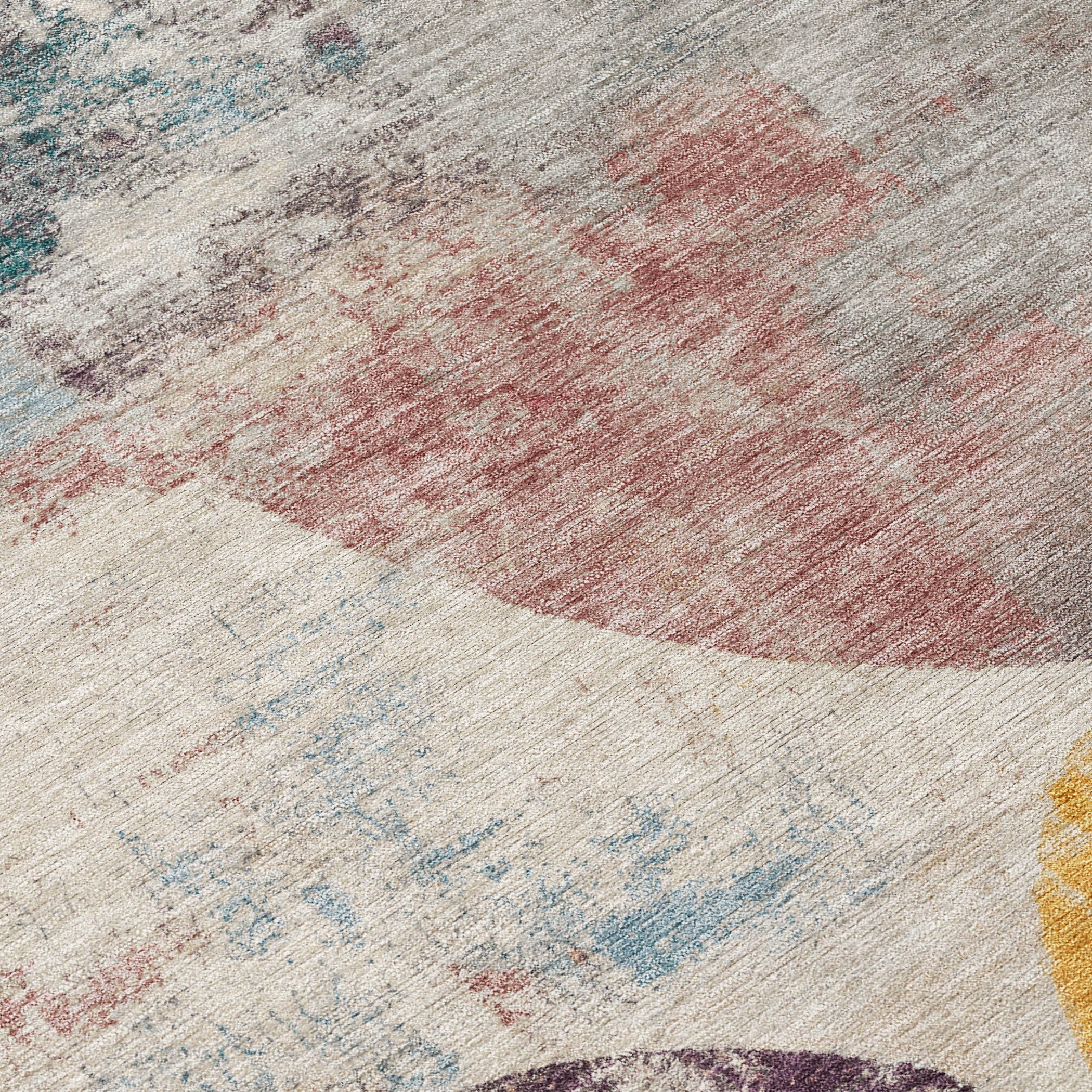 8' Beige Teal Blue And Gold Round Geometric Washable Indoor Outdoor Area Rug - Sports & Outdoor