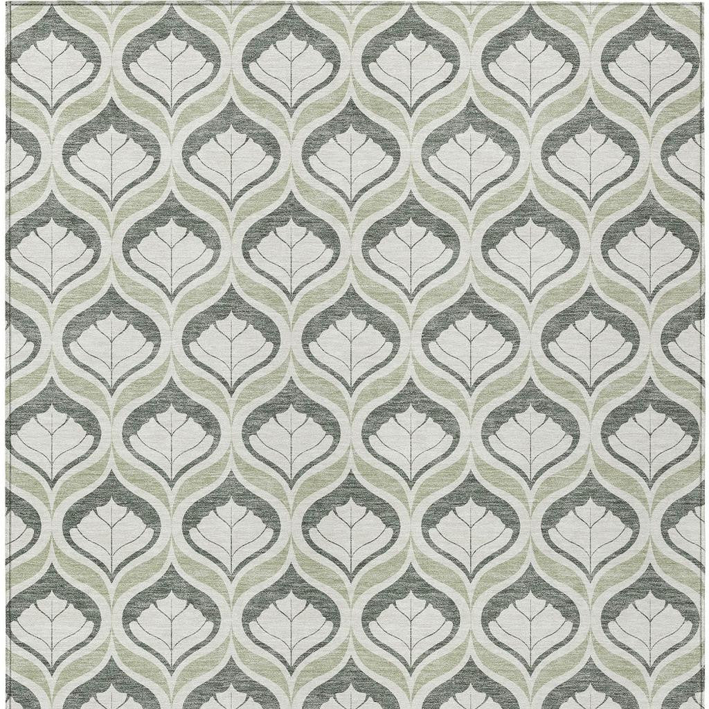 3' X 5' Lime Green And Beige Geometric Washable Indoor Outdoor Area Rug - Sports & Outdoor