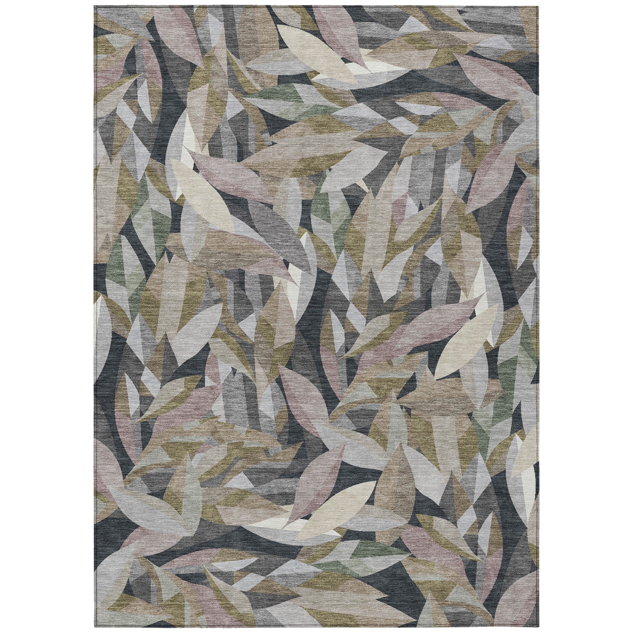 5' X 8' Khaki And Brown Floral Washable Indoor Outdoor Area Rug - Sports & Outdoor