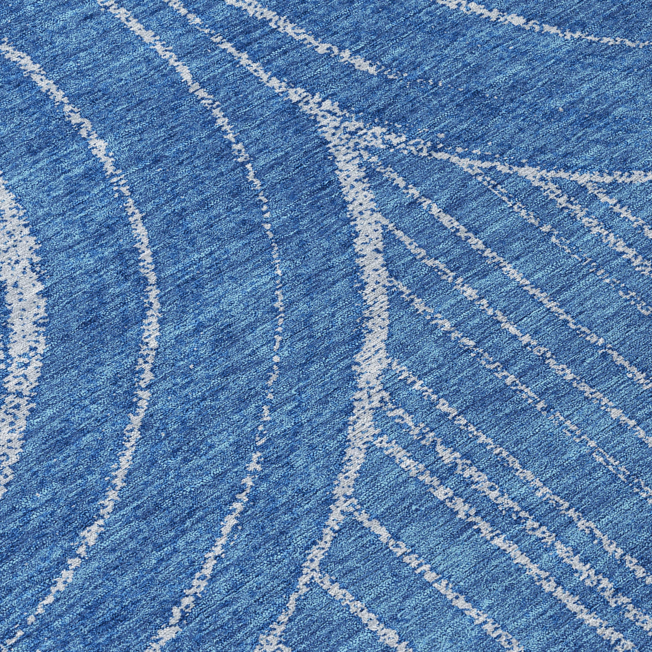 3' X 5' Navy Blue And Sky Blue Geometric Washable Indoor Outdoor Area Rug - Sports & Outdoor