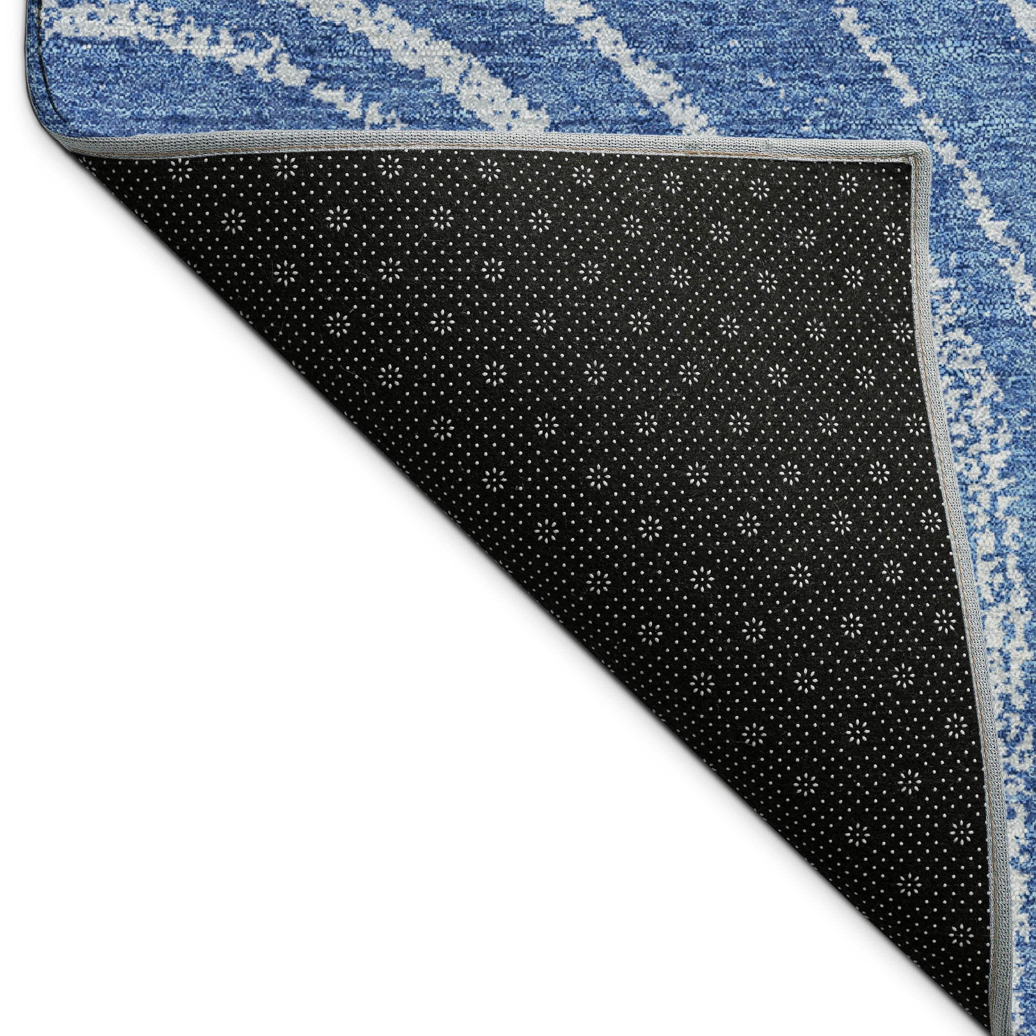 3' X 5' Navy Blue And Sky Blue Geometric Washable Indoor Outdoor Area Rug - Sports & Outdoor