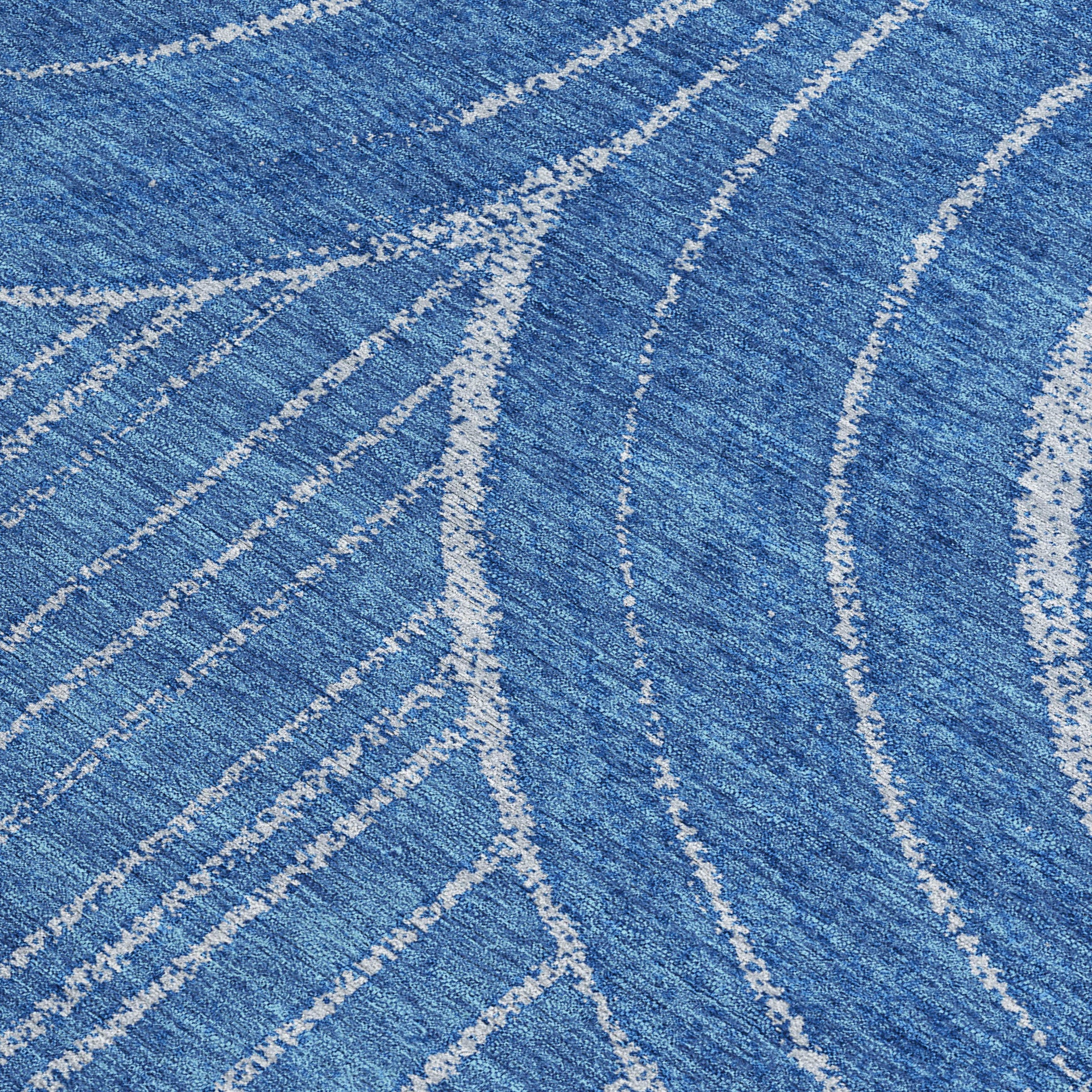 3' X 5' Navy Blue And Sky Blue Geometric Washable Indoor Outdoor Area Rug - Sports & Outdoor